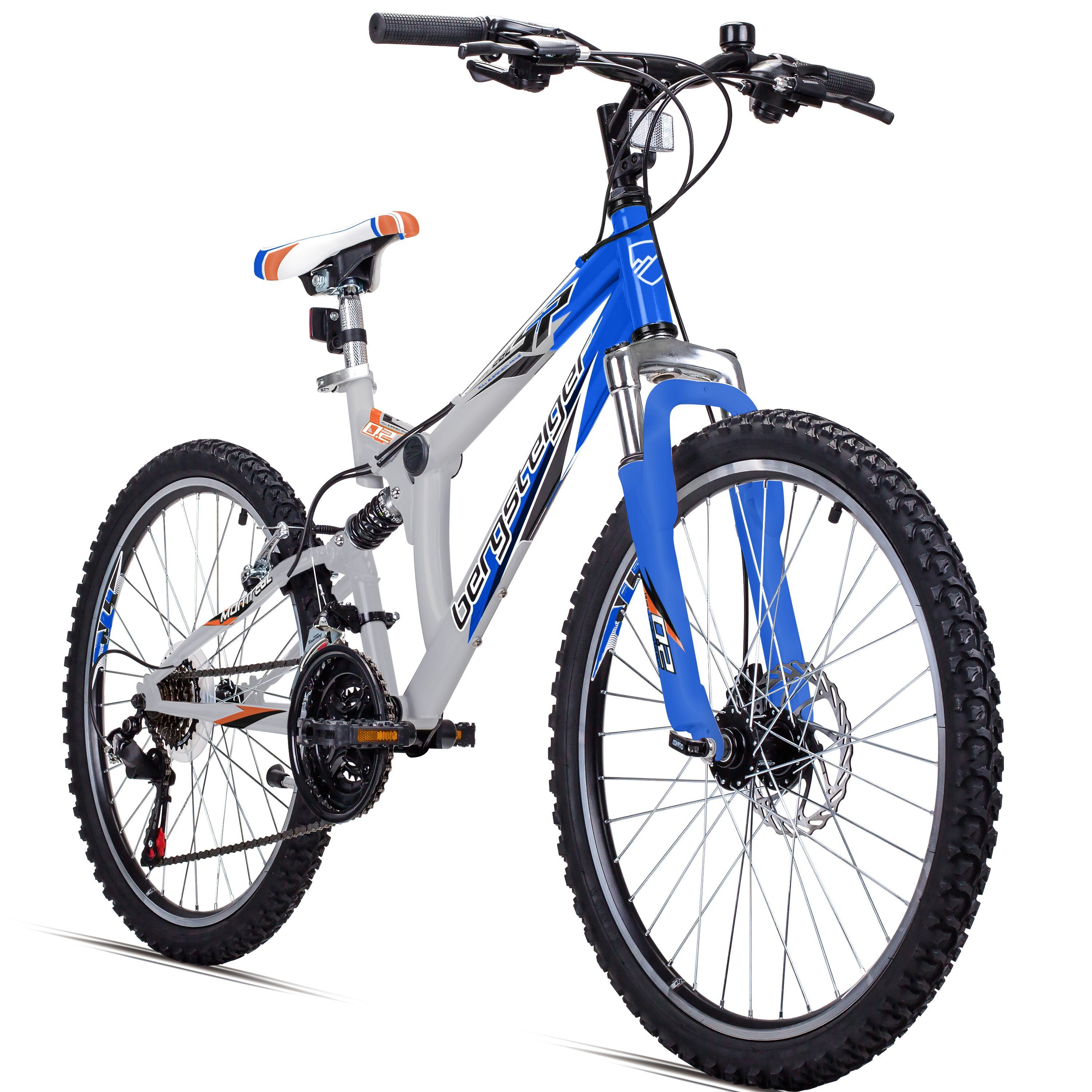 bergsteiger Mountainbike Montreal 20, 24 Zoll Kinderfahrrad, 6 - 13 Jahre, Mädchen, Jungen, 18 Gang Shimano Tourney RD-TZ50 Schaltwerk, Kettenschaltung, Scheibenbremse, V-Brake