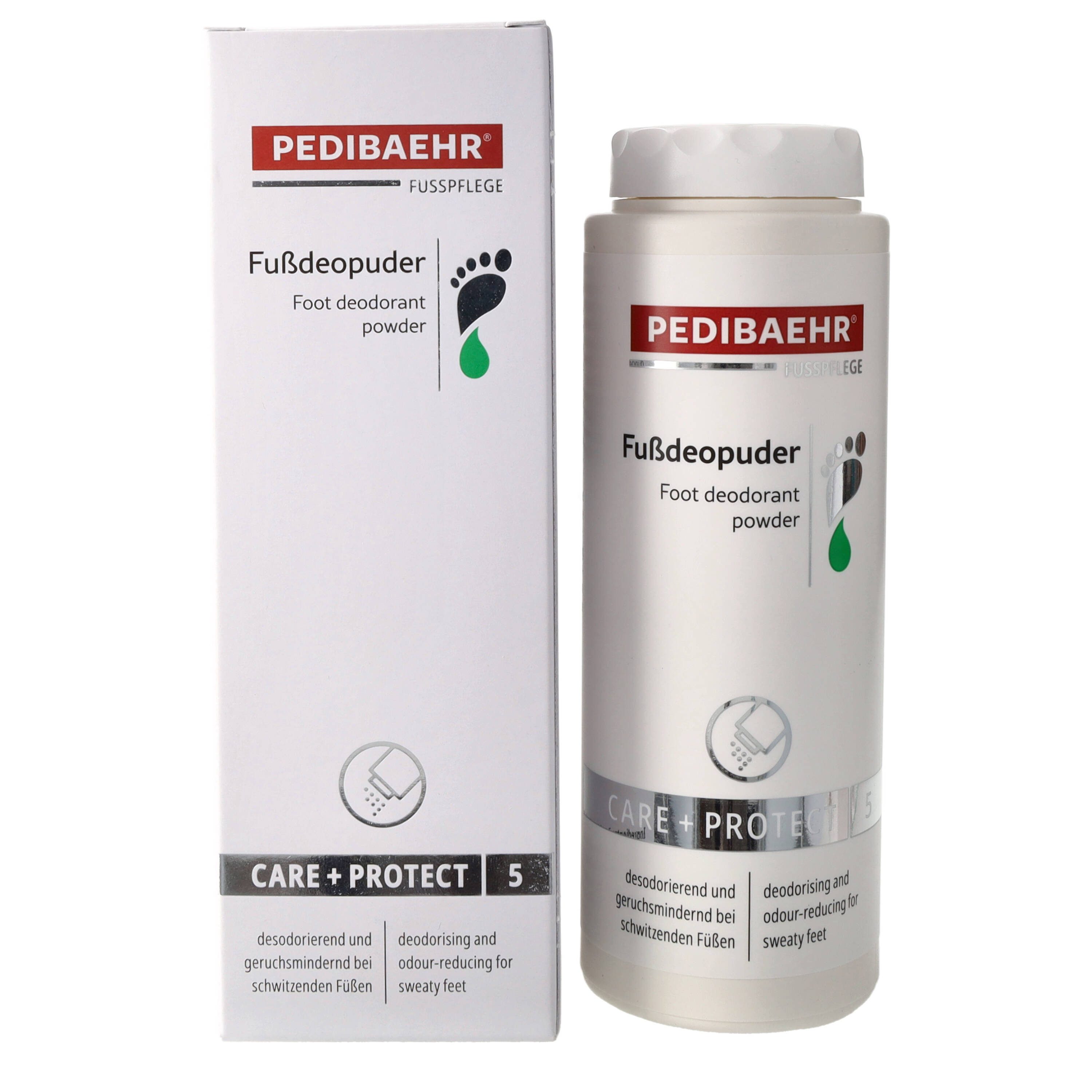 Pedibaehr Fußpuder Pedibaehr Fußdeopuder 100g erfrischender Orangen-/Zitronenduft, 1-tlg., desodorierend, talkfrei, basierend auf Maisstärke