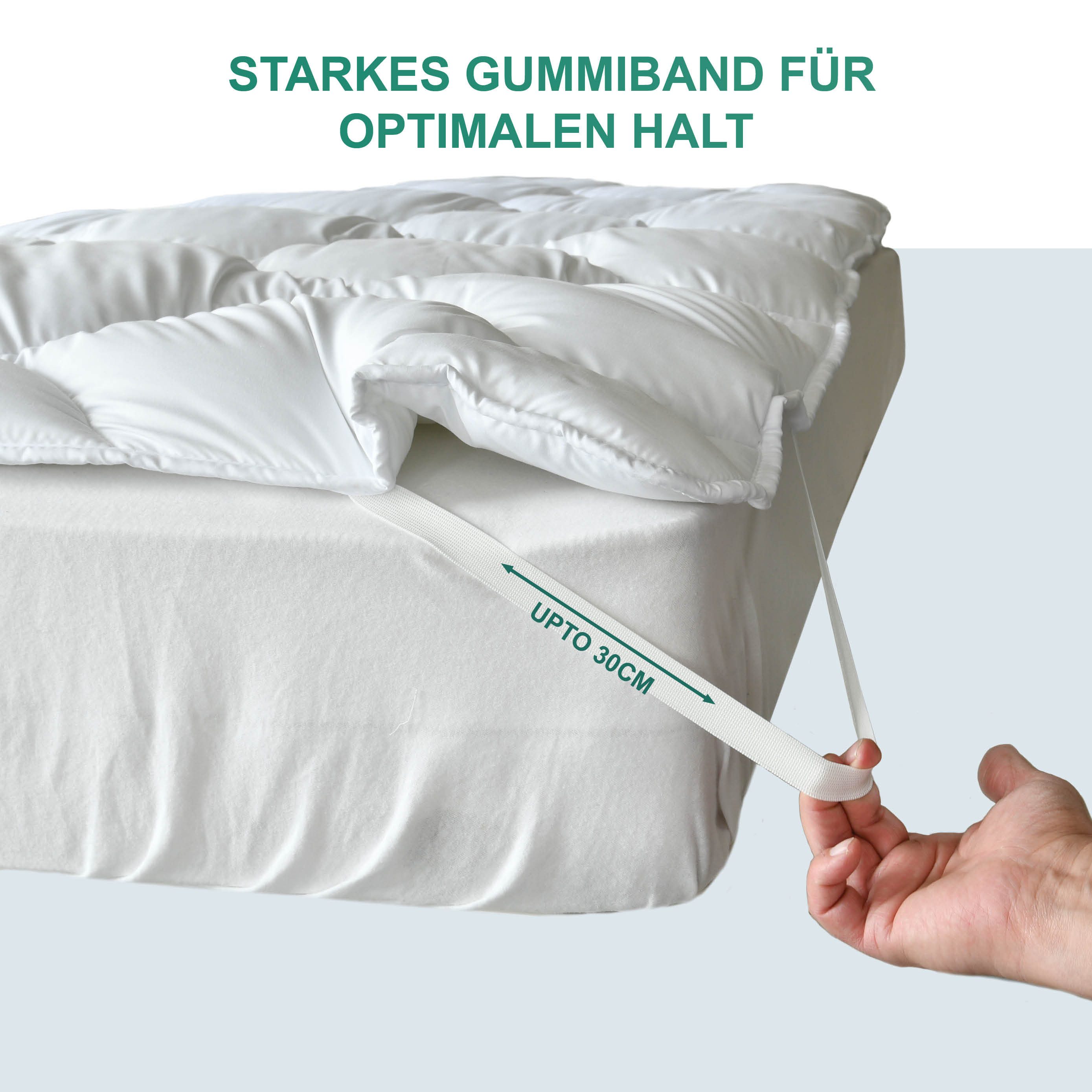 Matratzenschoner Mattress Topper Mikrofaser - Waschbare Komfort Matratzenauflage KNERST, OEKO-TEX Matratzenschoner 90x190 cm mit Eckgummis - Pflegeleicht 95°C