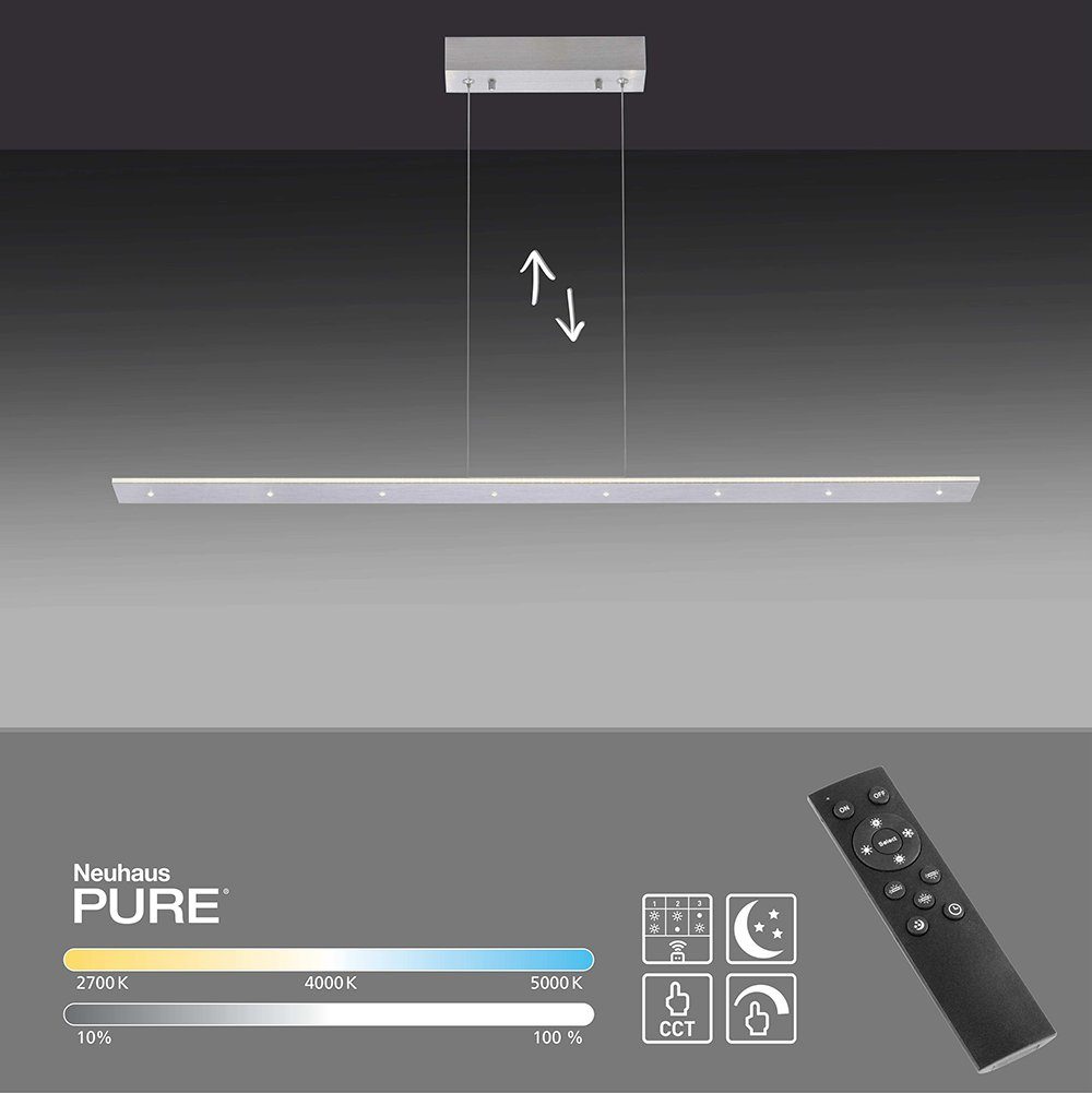 Paul Neuhaus LED Pendelleuchte Touchdimmer, PURE dimmbar, stufenlos CCT LED 14xLED-Board/1W/2700-5000K, Memoryfunktion, warmweiß-tageslichtweiß, COSMO, Farbsteuerung, Pendelleuchte Touchdimmer