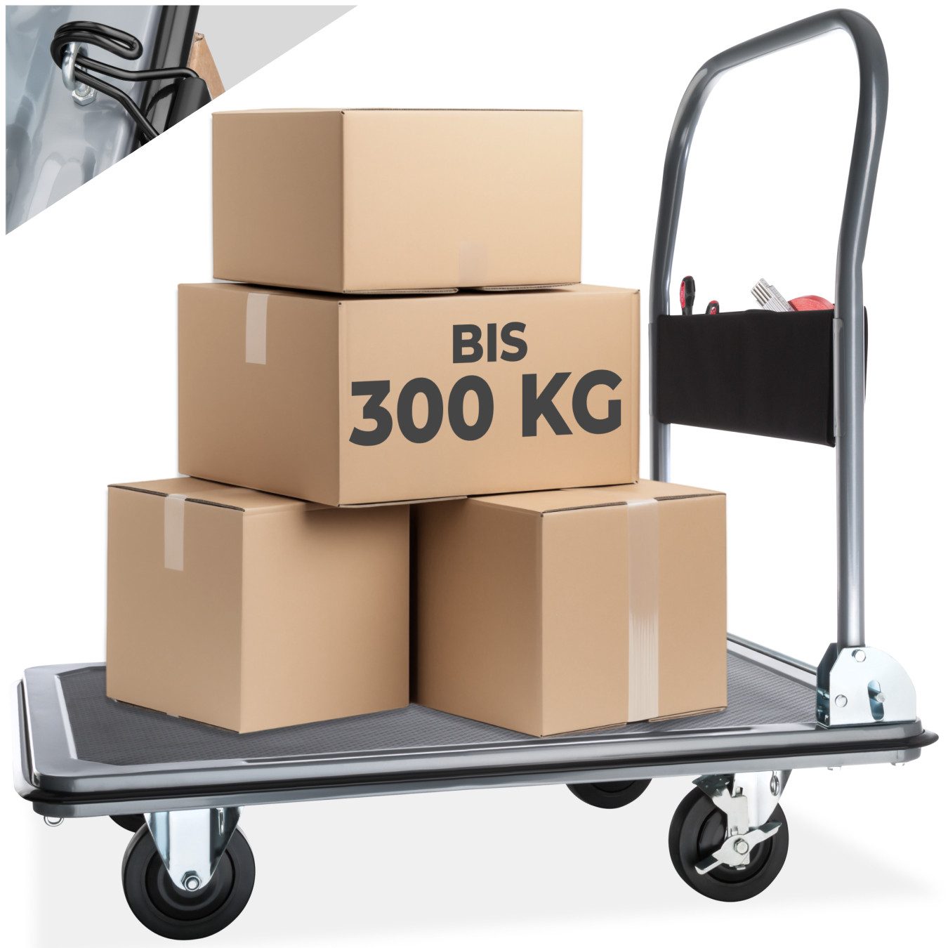 tectake Тележки Plattformwagen, (Set), klappbarer Handgriff mit Aufbewahrungsfach