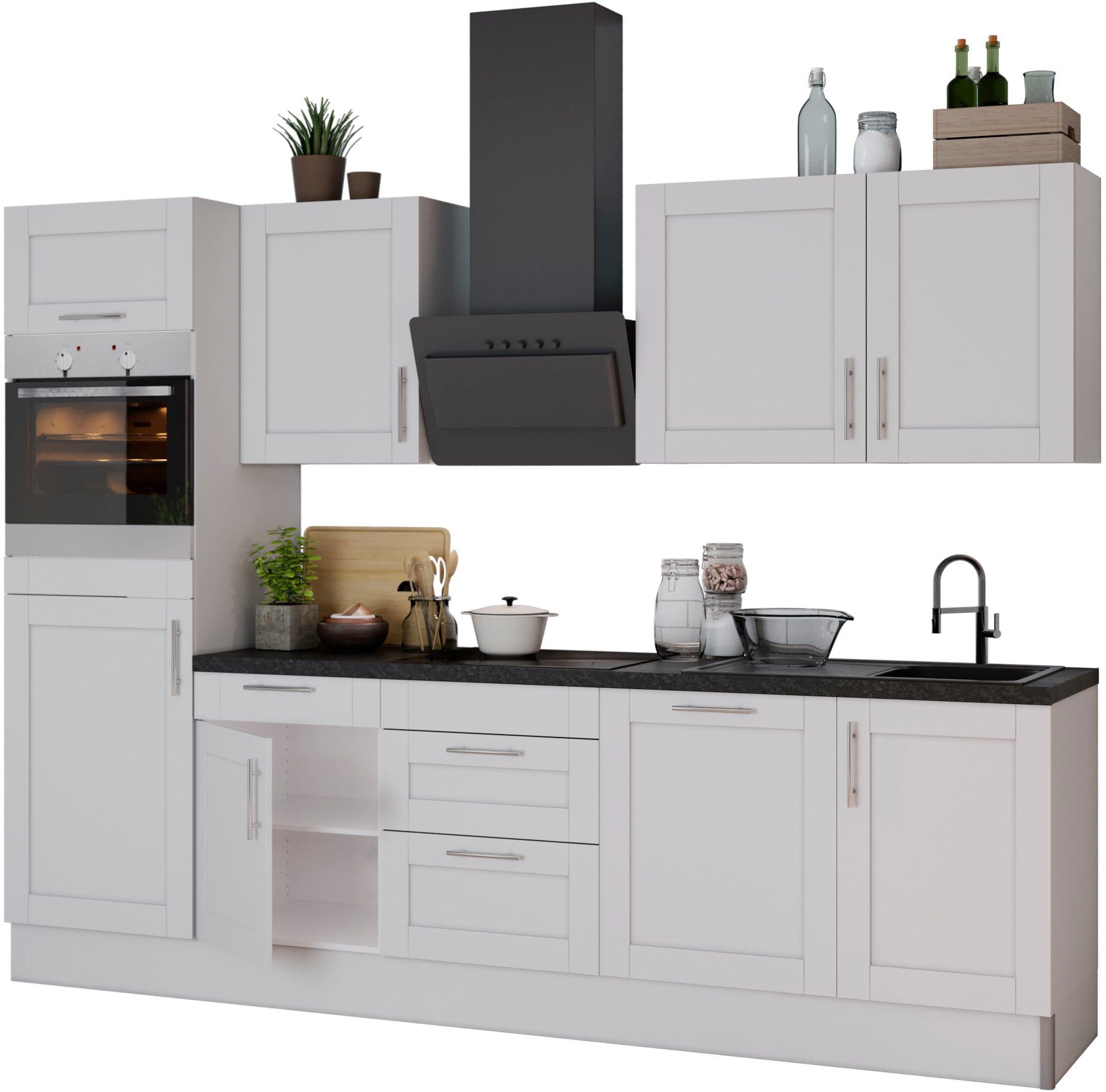 OPTIFIT Küche Ahus, Breite 280 cm,wahlw. mit E-Geräten,Soft Close Funktion,MDF Fronten