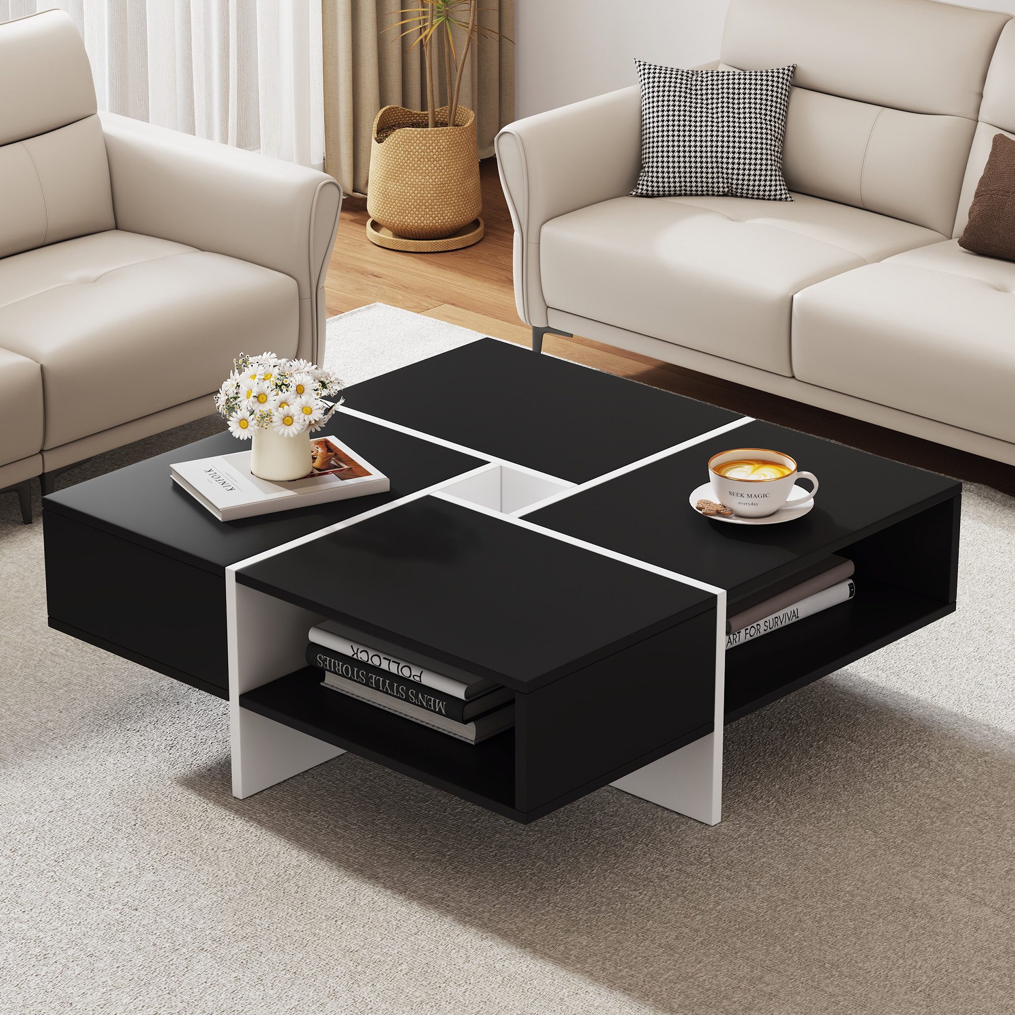 HAUSS SPOLE Couchtisch quadratisches, Schwarz-weißes Design, günstig online kaufen