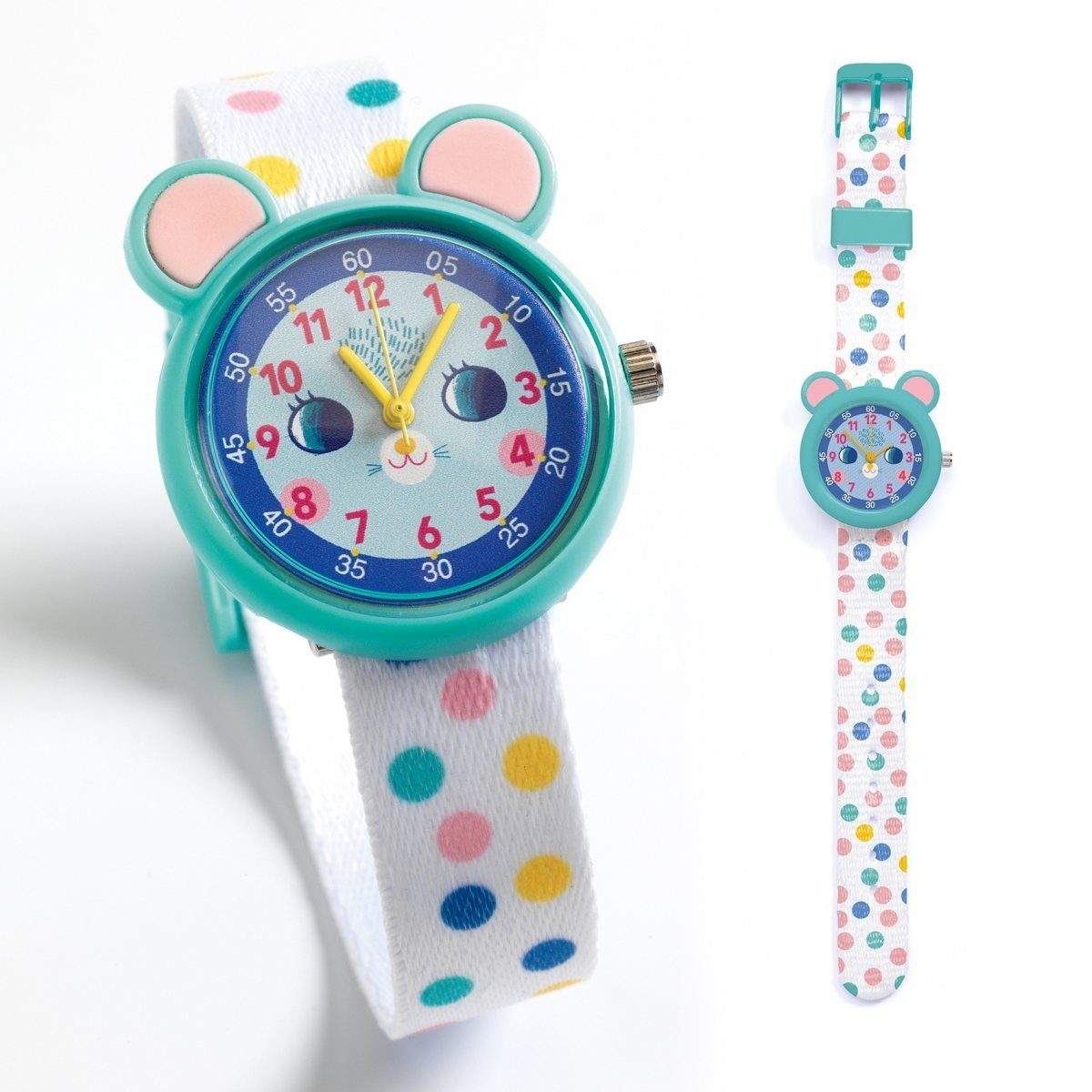 DJECO Quarzuhr Elegante Quarzuhr mit schönem Motiven zum Uhr-Lesen-Lernen