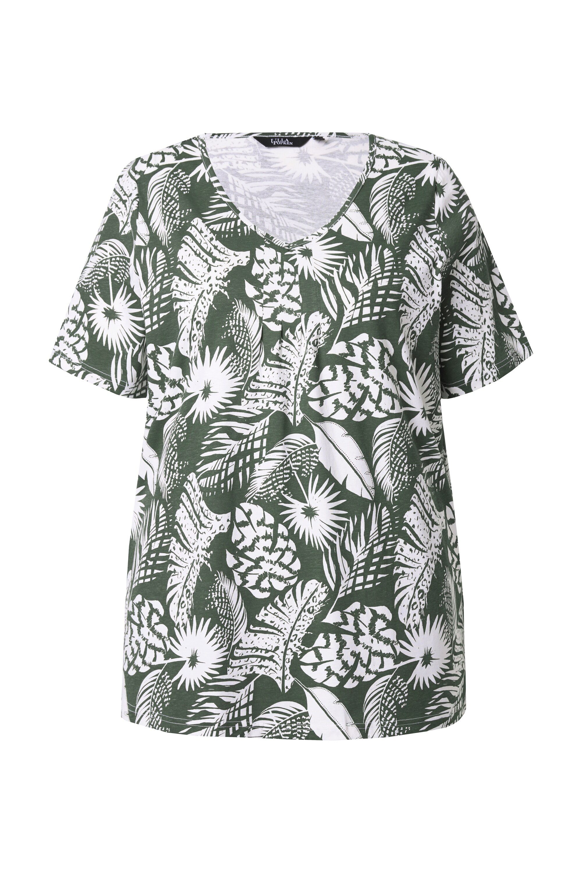 Ulla Popken T-Shirt T-Shirt Federn A-Linie günstig online kaufen