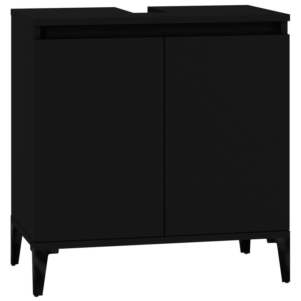 Schwarz vidaXL Badezimmerspiegelschrank Waschbeckenunterschrank cm 58x33x60 Holzwerkstoff (1-St)