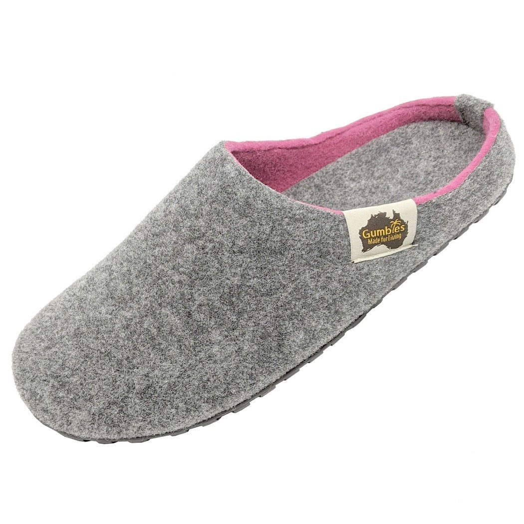 Slipper grau/pink Damen Hausschuh