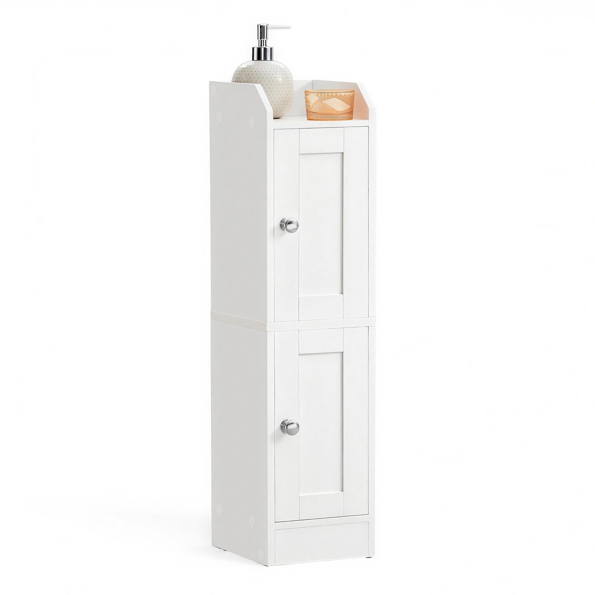 VASAGLE Kommode Badezimmerschrank Badschrank verstellbare Ablagen, Bad, Landhausstil, schmal, Türen nach links oder rechts öffnend