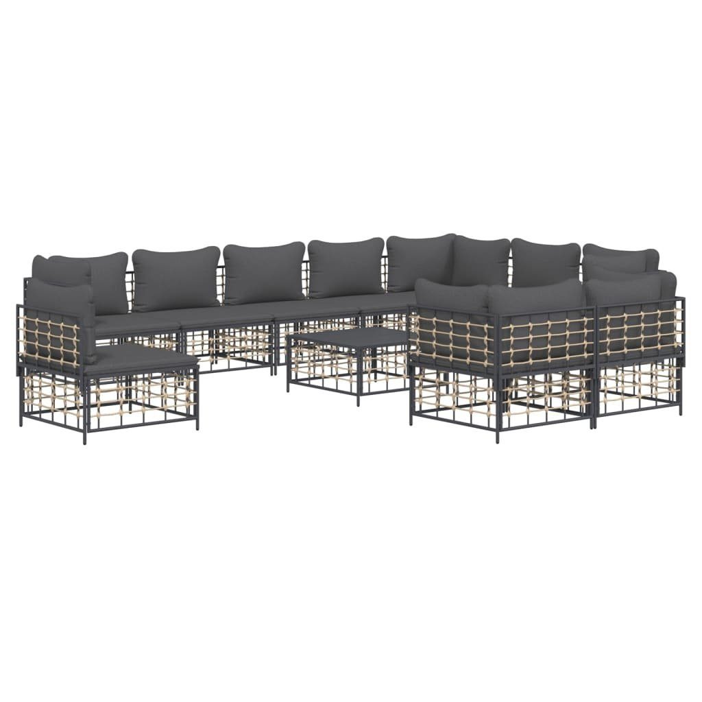 Vidaxl 11-tlg. Garten-lounge-set Mit Kissen Anthrazit Poly Rattan günstig online kaufen
