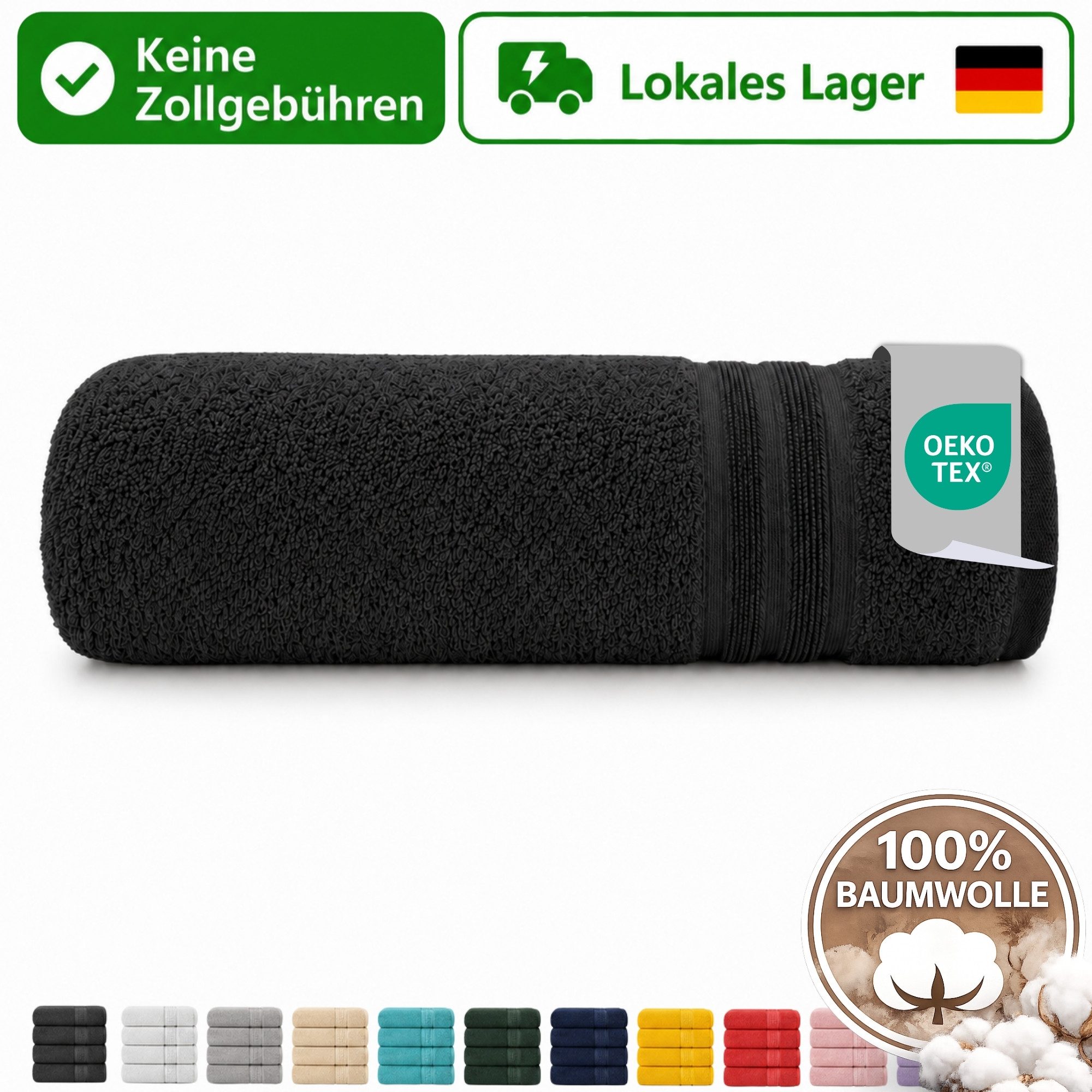 Komfortec Handtücher 1er Handtuch 100% Baumwolle, saugfähig, 4 Größen, 15 Farben, 100% Baumwolle (1-St)