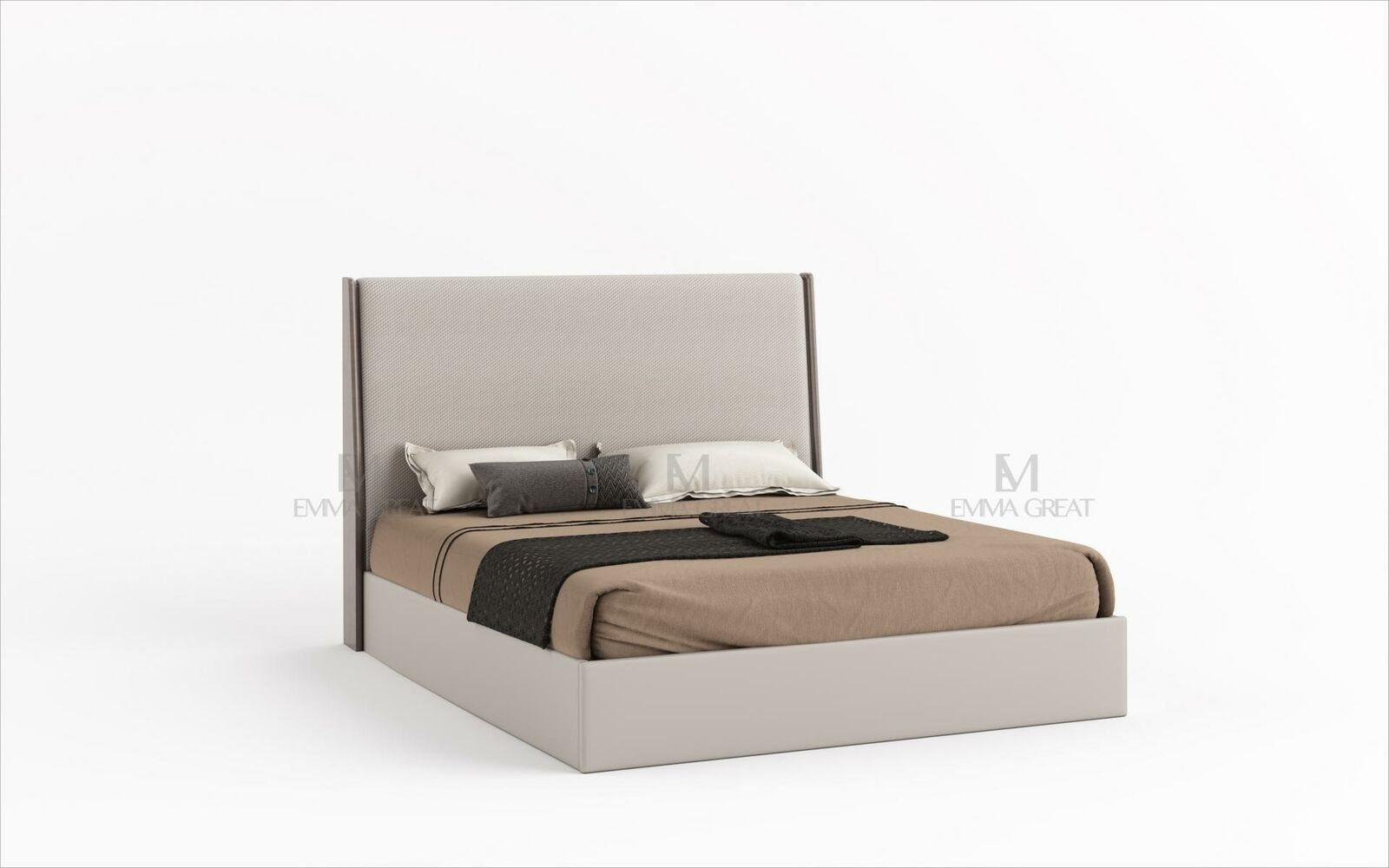 Europe JVmoebel (Bett), Design Textil Bett Stoff Hotel in Made Sitz Bett Schlafzimmer Polster Betten Luxus