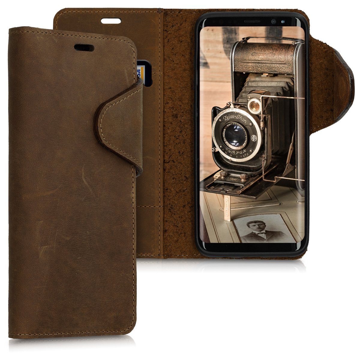 kalibri Handyhülle, Hülle für Samsung Galaxy S8 - Leder Schutzhülle - Handy  Wallet Case Cover
