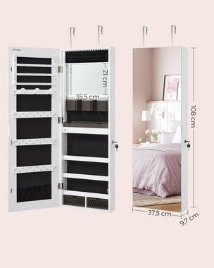 SONGMICS Schmuckschrank Spiegelschrank mit LED-Beleuchtung, Make-up-Spiegel