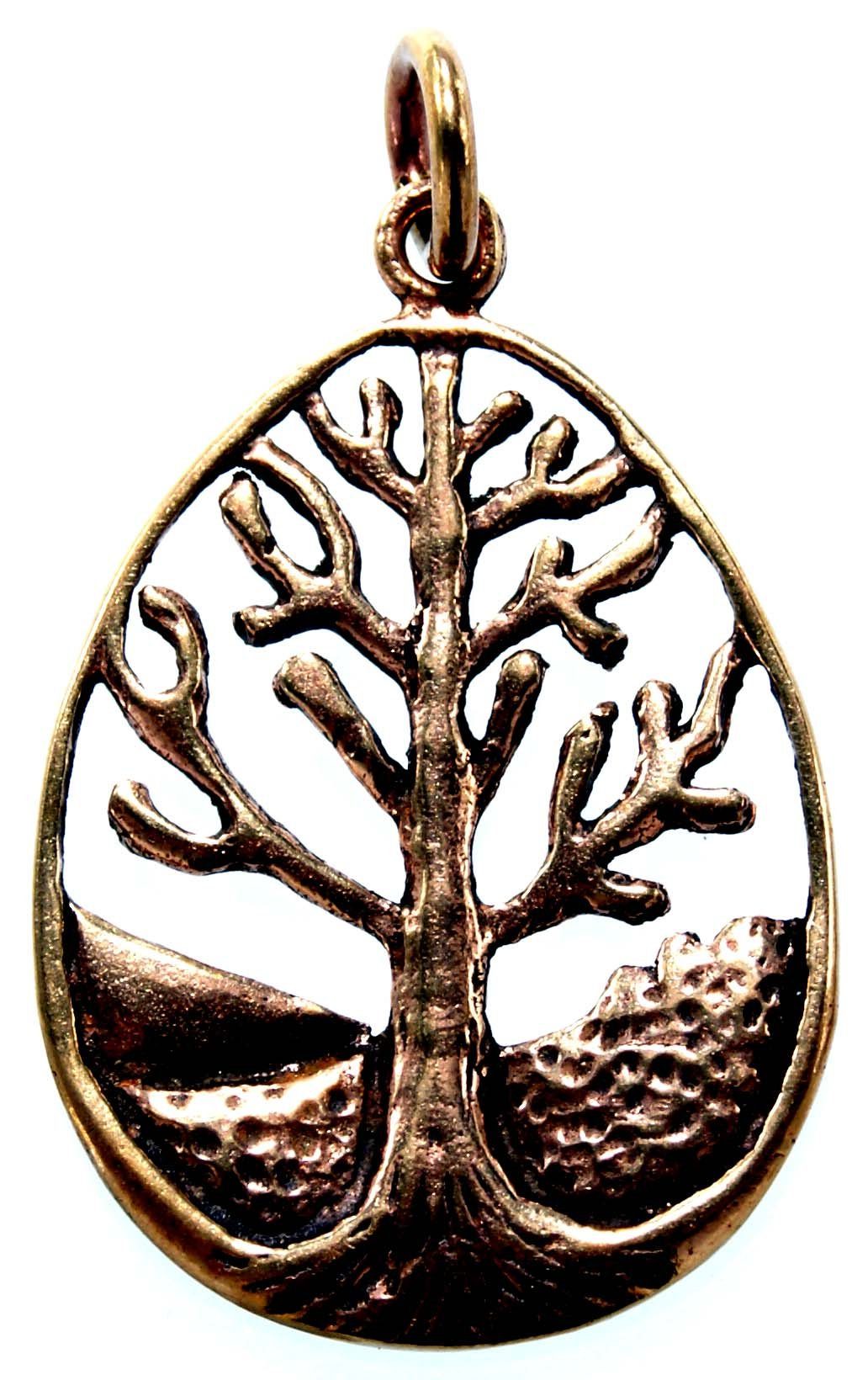 Kiss of Yggdrasil Bronze Leather Anhänger Kettenanhänger Lebensbaum Tree Baum of Lebens Life