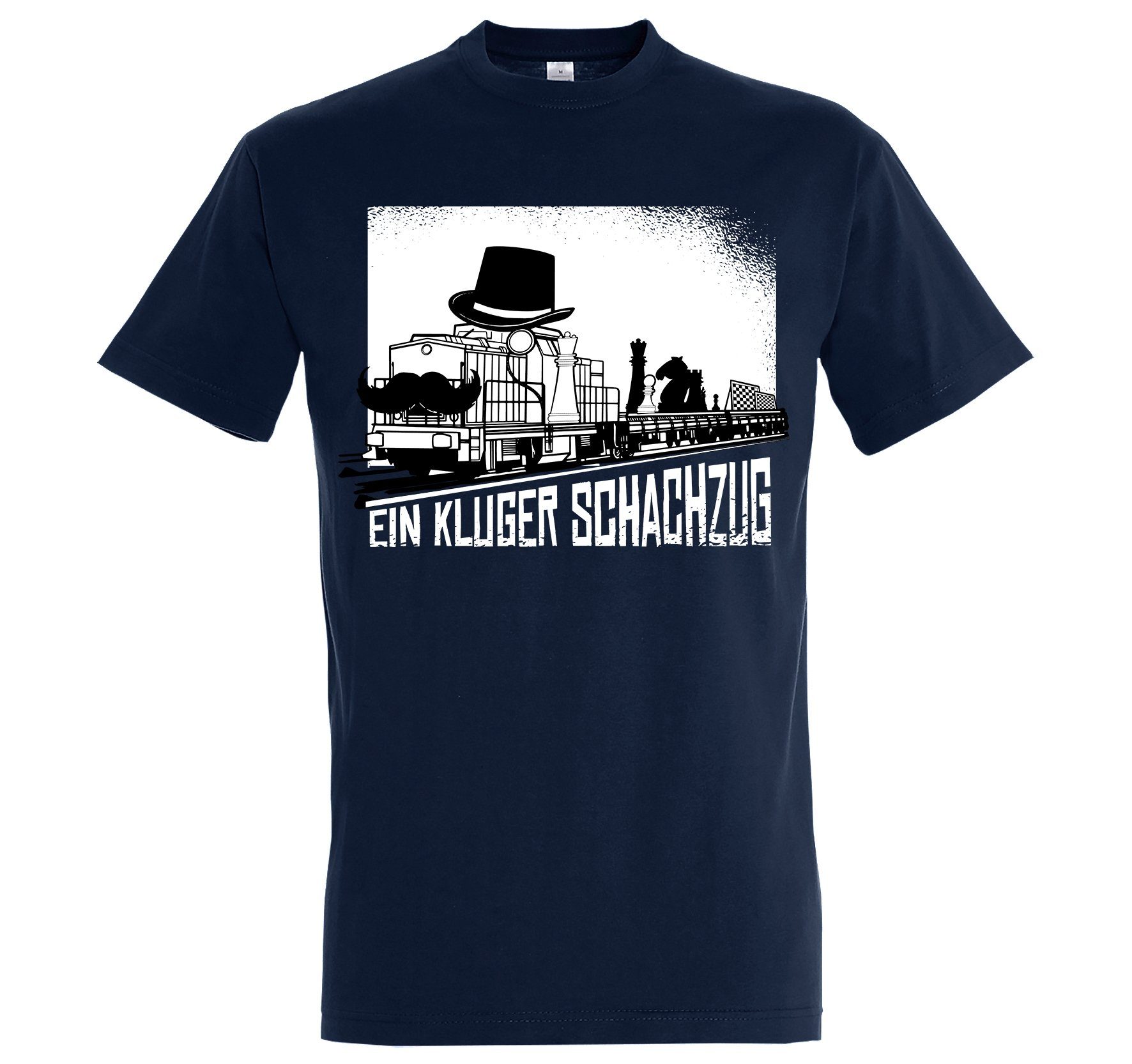 T-Shirt Shirt Schachzug Frontprint Kluger Youth Navyblau Herren mit Designz trendigem Ein