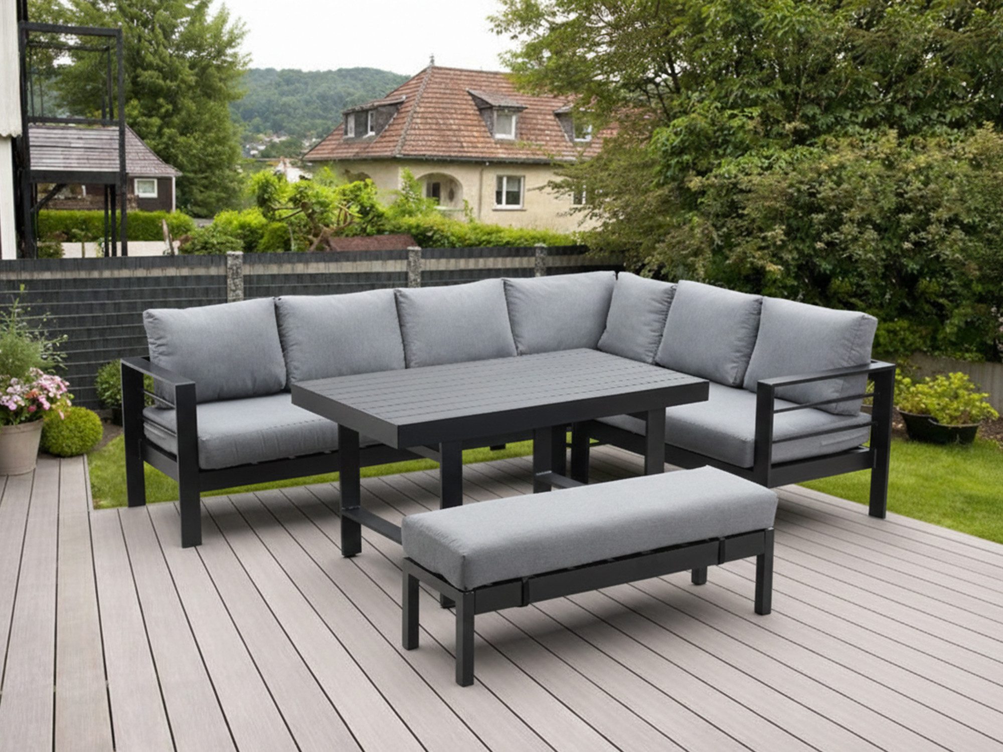 MeXo Gartenlounge-Set Modulares Gartenmöbel-Set aus Aluminium für 6-8 Perso günstig online kaufen