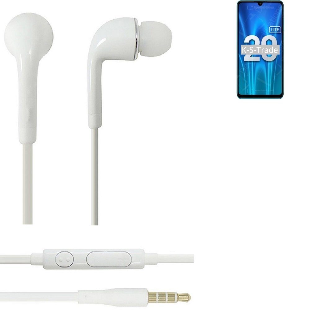 K-S-Trade für Huawei Honor 20 Lite Russia In-Ear-Kopfhörer (Kopfhörer Headset mit Mikrofon u Lautstärkeregler weiß 3,5mm)