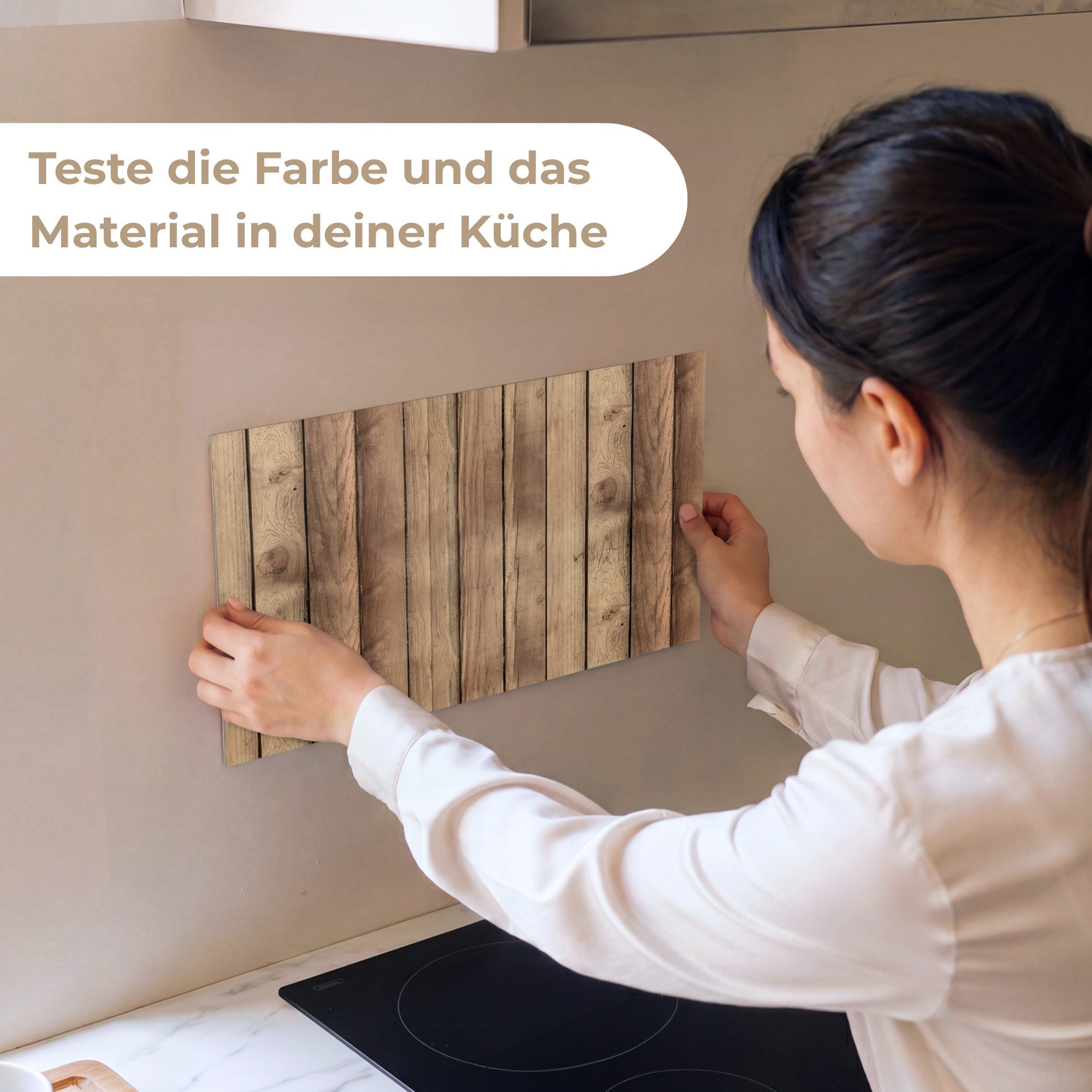 KitchenYeah Küchenrückwand Muster selbstklebend (keine Folie) Holz - Brocante - Muster, (1-tlg), Spritzschutz, Küche, Rückwand, Küchenwand, Küchenfront, 30x20 cm