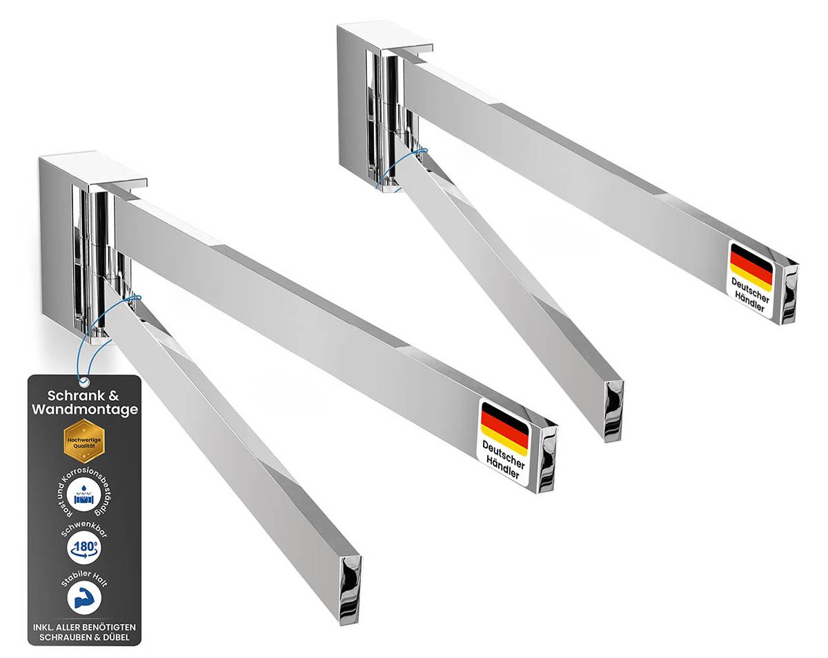 einfachgutemoebel Doppelhandtuchhalter Handtuchhalter Bath-O-Line schwenkbar 420mm 2-armig, chrom 2 Stk.