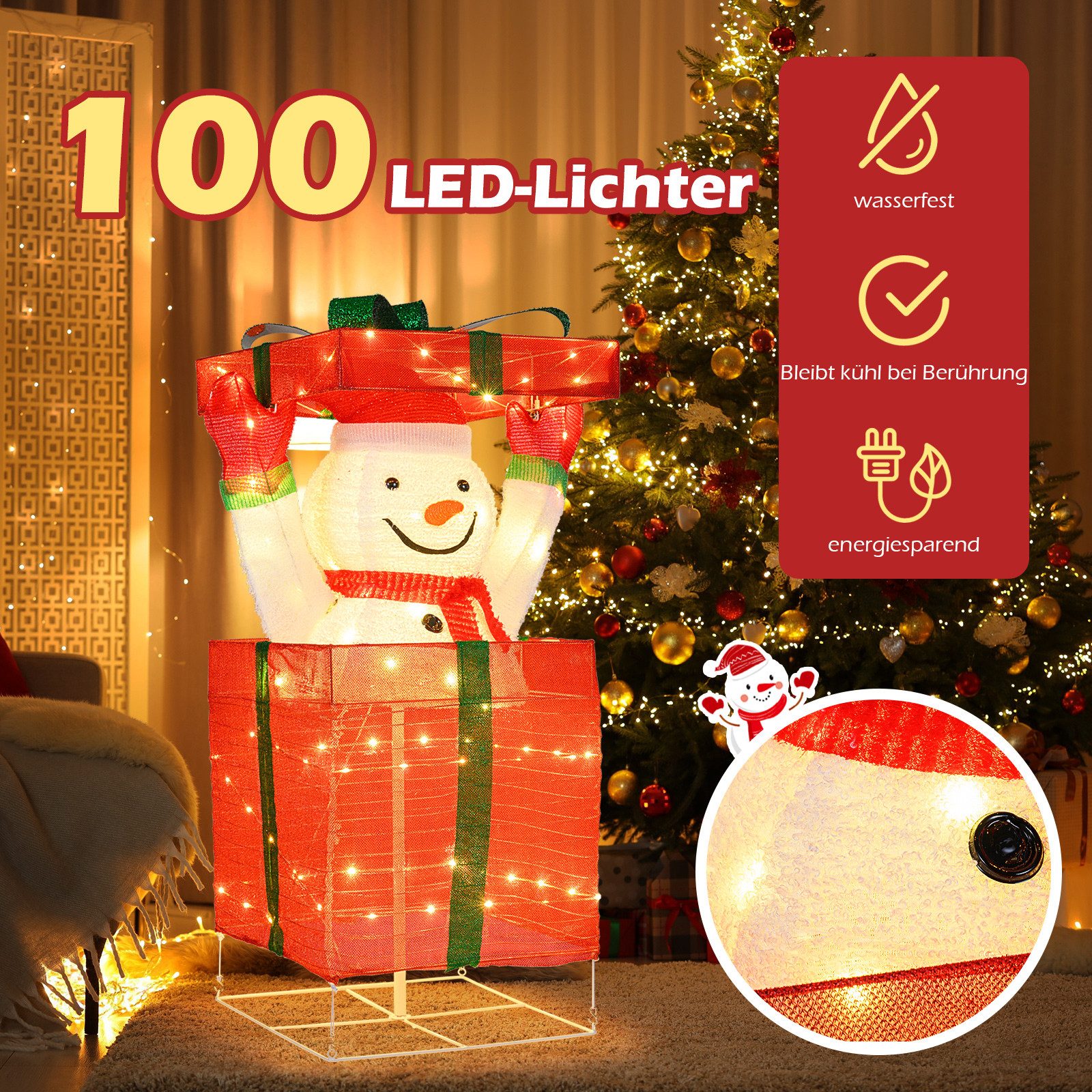 COSTWAY Schneemann (1 St), LED Weihnachtsdeko, Weihnachtsfigur, XXL günstig online kaufen