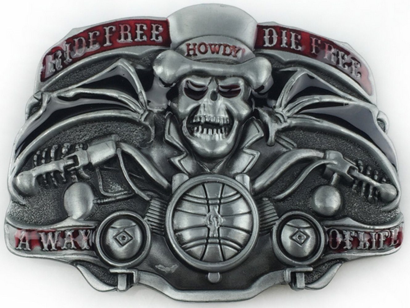 Ware aus aller Welt Gürtelschnalle Skull Totenkopf Motorrad Biker Gürtelschließe Wechselschnalle Buckle