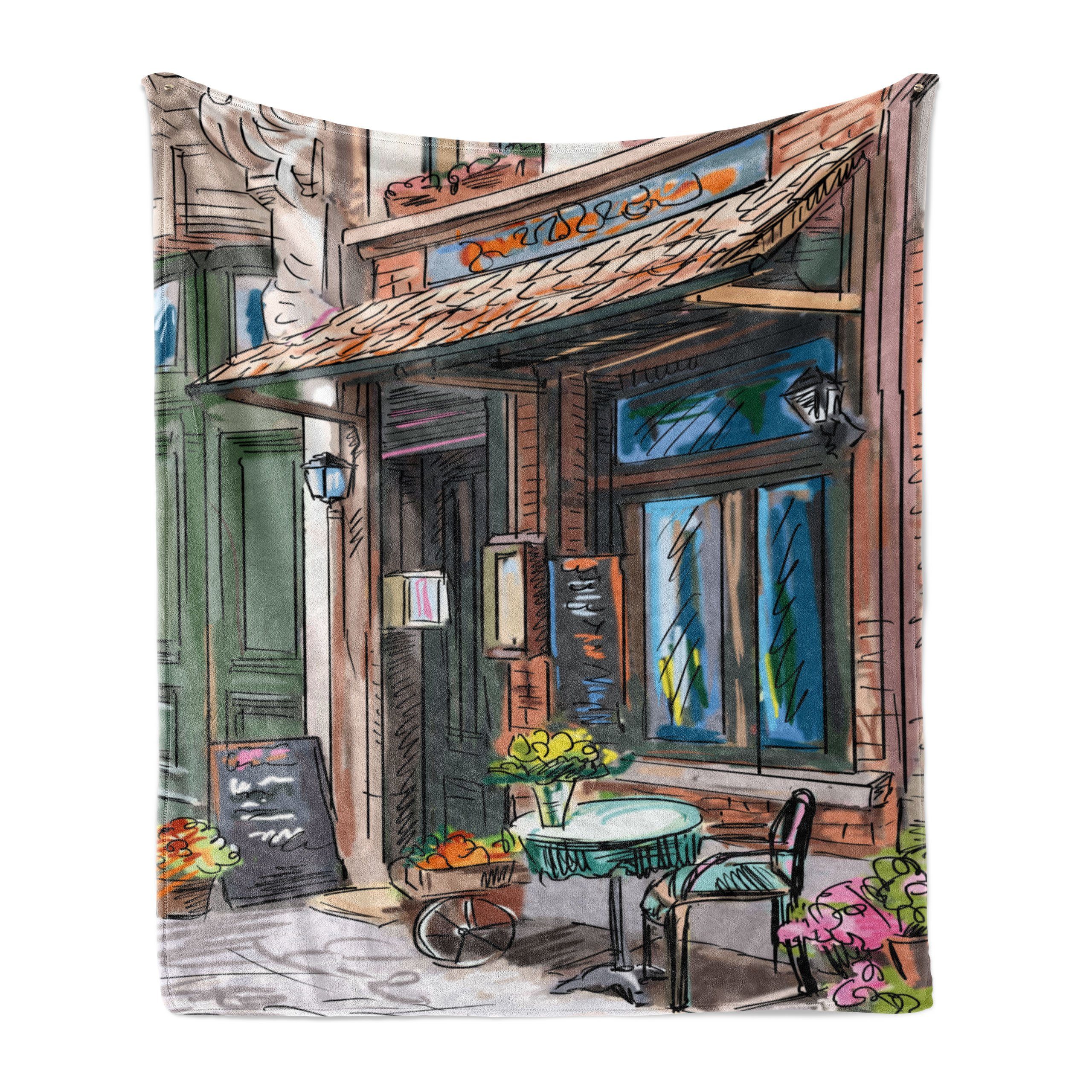 Wohndecke Gemütlicher Plüsch für den Innen- und Außenbereich, Abakuhaus, Stadt Strasse Paris Cafe Essen | Wohndecken