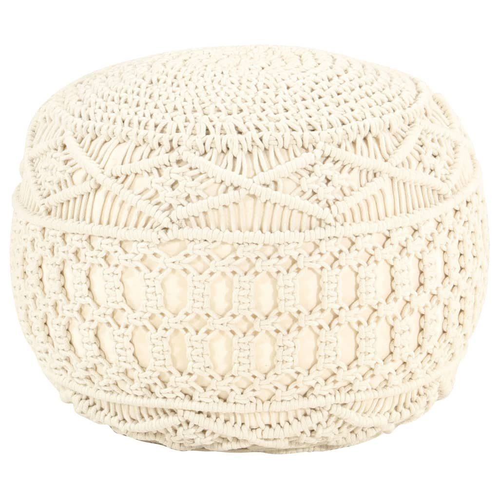 Polsterhocker aus Baumwolle in beige