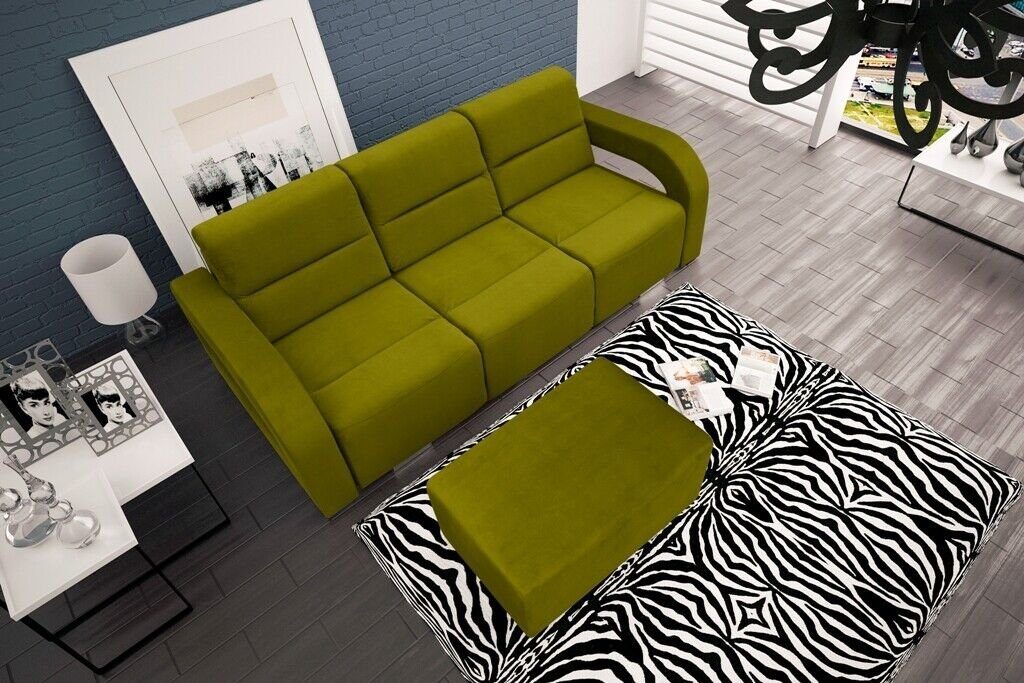 JVmoebel Sofa, 3 Sitzer 235cm Luxus Bank Sofa Couch Blau Wohnzimmer Kanzlei Möbel Grün