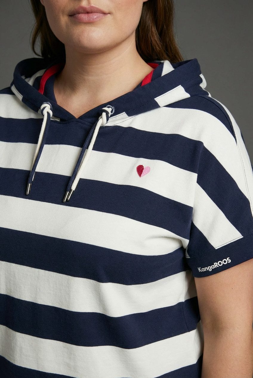 KangaROOS Kapuzenshirt Kurzarmshirt, mit Kapuze, hüftlange Schnittform, große Größen