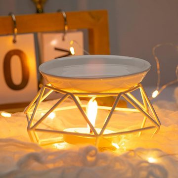 FELIXLEO Duftlampe Duftlampe Metall Duftwachs Lampe mit Teelicht Halter (Weiß) (2 St)