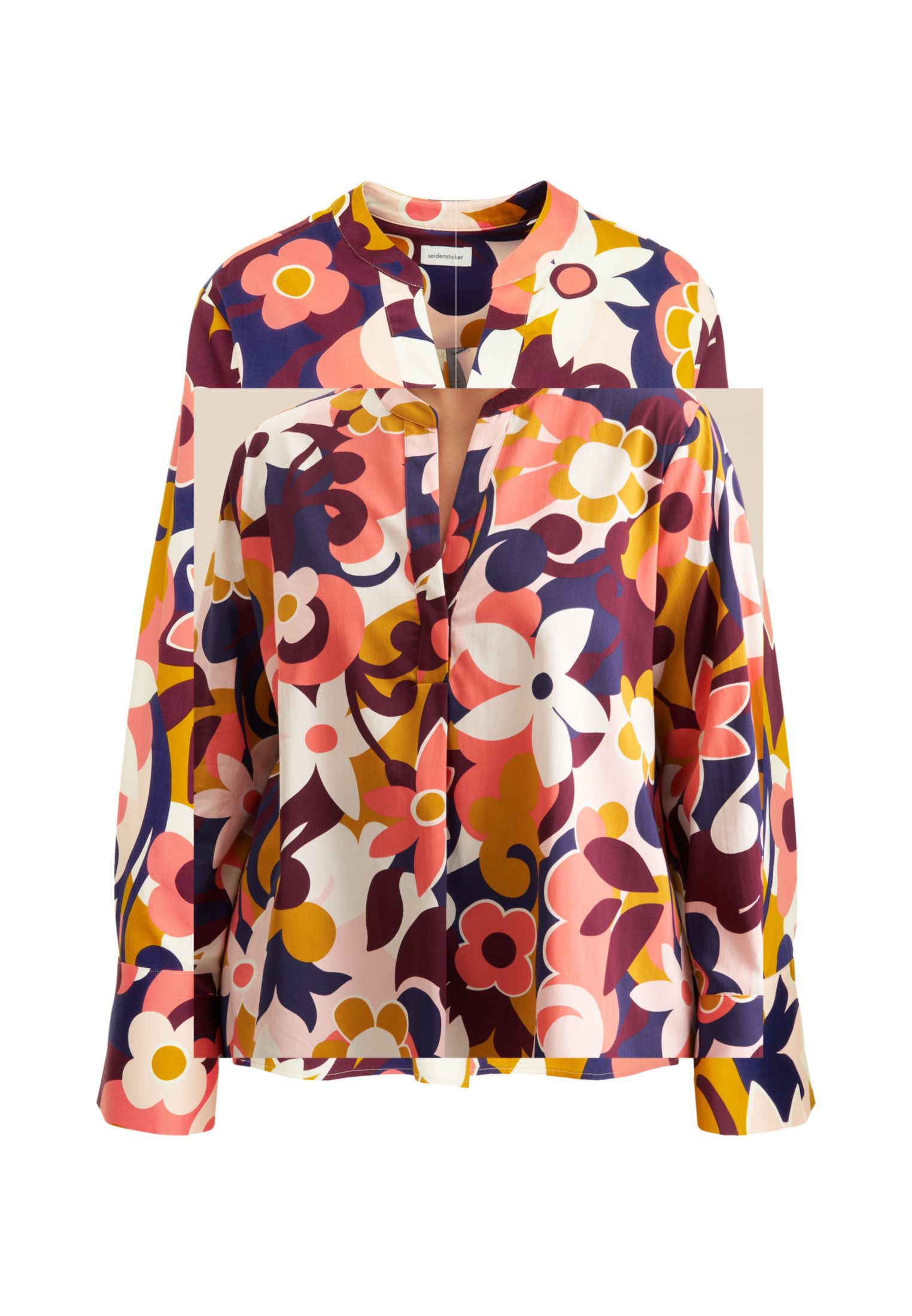 Klassische Bluse Schwarze Rose