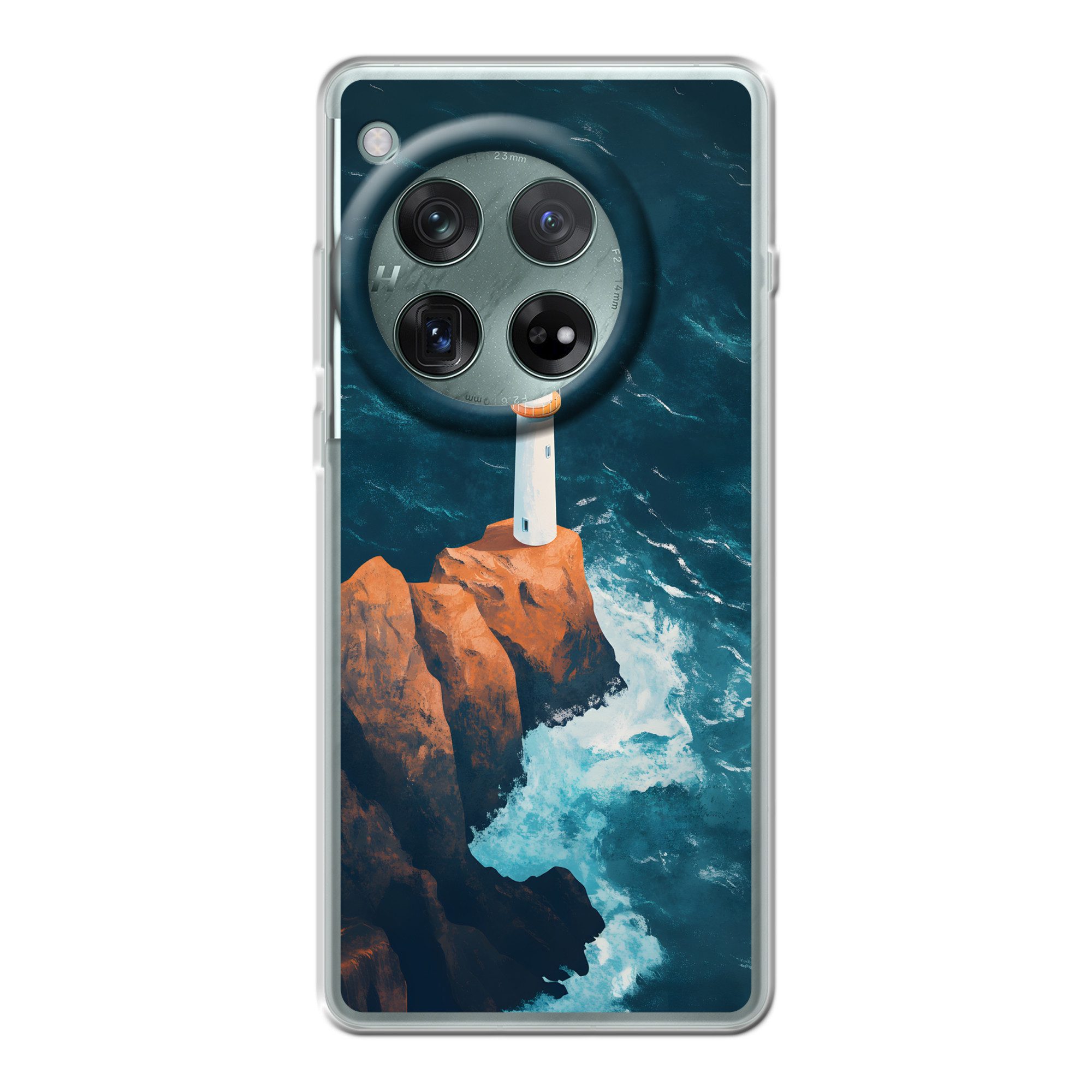 MuchoWow Handyhülle für OnePlus 12r Leuchtturm - Felsen - Meer - Wellen, Handy Case, Silikon, Bumper Case Dünn