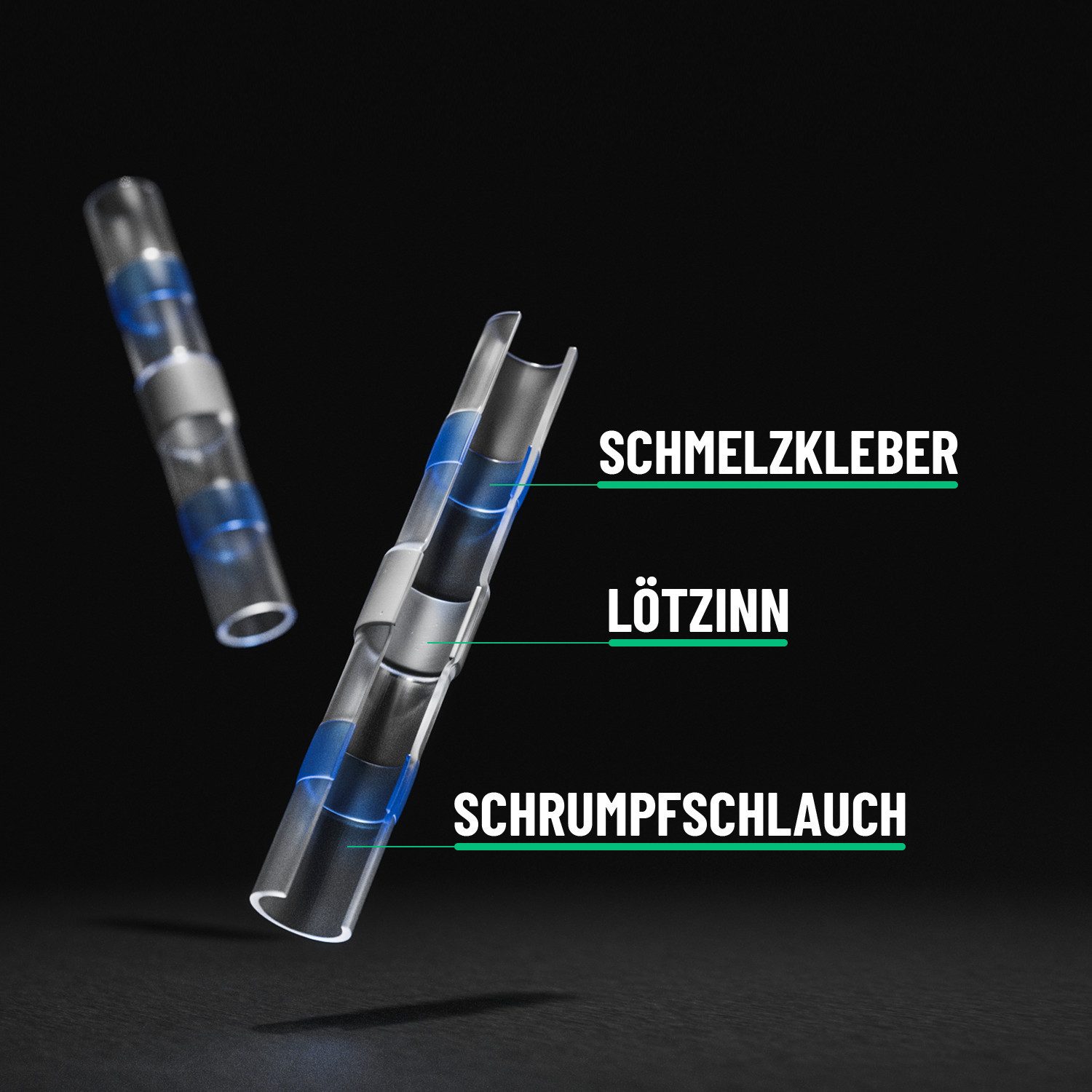 greate. Lötkabelschuh 200er Set Lötverbinder mit Schrumpfschlauch - Schrumpfverbinder, 200-tlg. – Bild 5 von 5