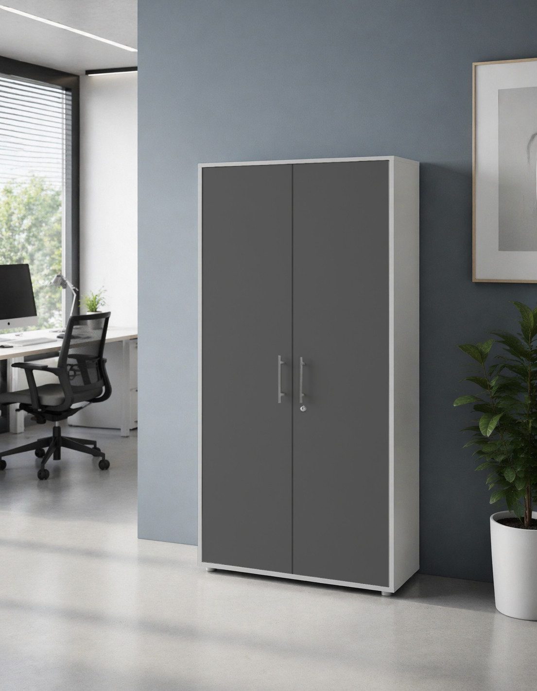 BMG Möbel Aktenschrank Office Edition abschließbar, 5 Ordnerhöhen, Platz für über 45 DIN A4 Ordner