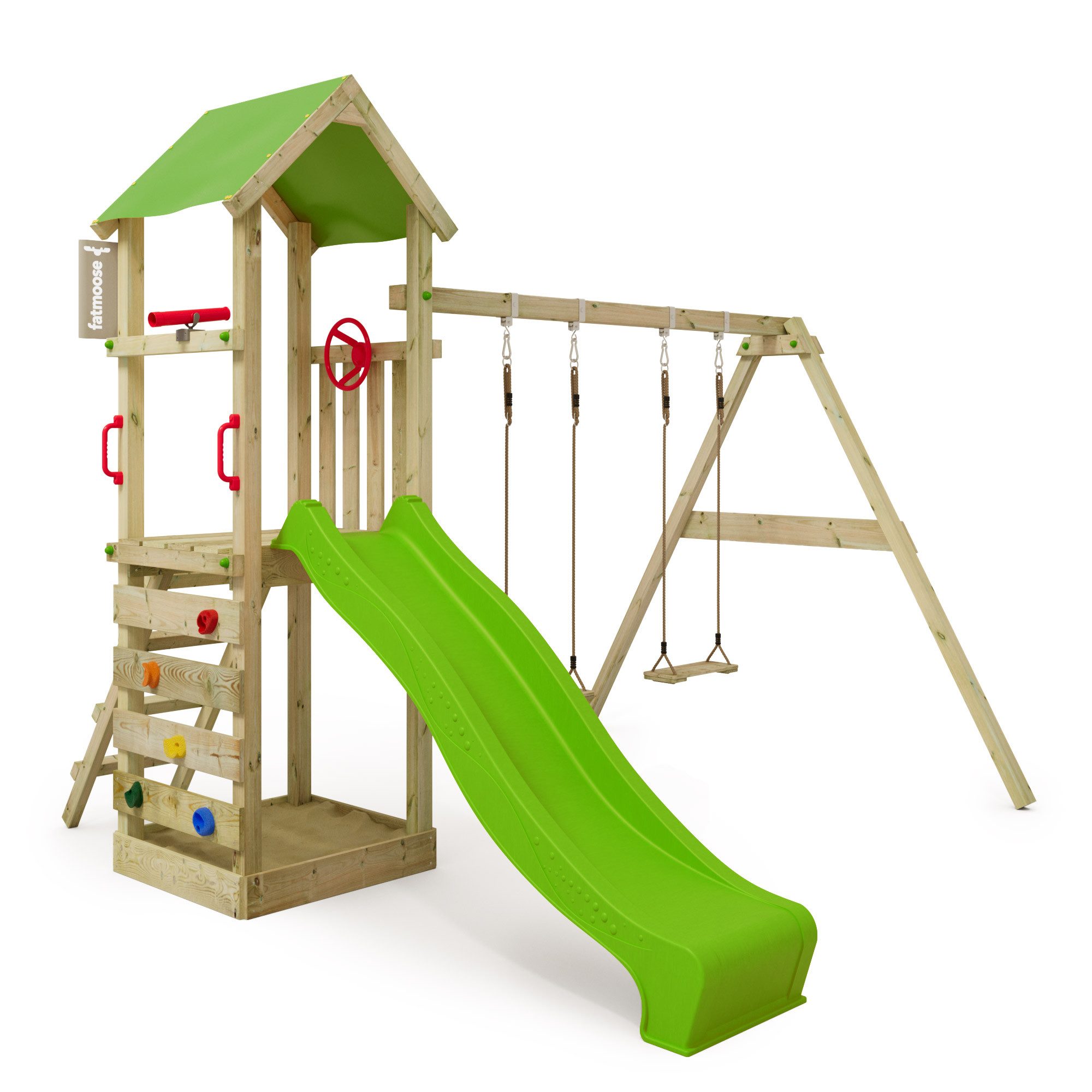 Spielturm KiwiKey - Abenteuerlicher Kletterturm mit Doppelschaukel