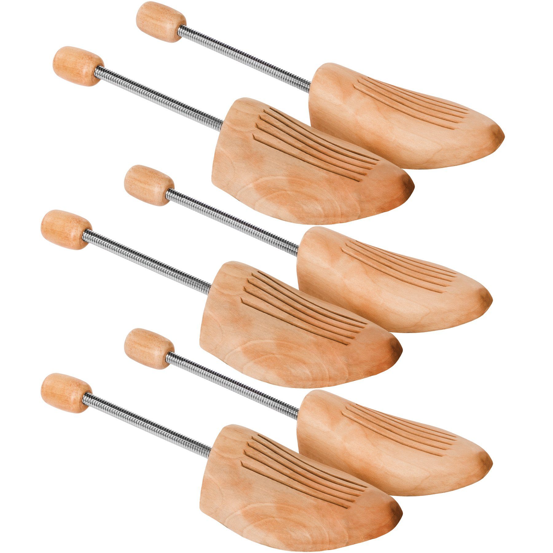 tectake Schuhspanner 3 Paar Spiral-Schuhspanner, gute Luftzirkulation (Schuhdehner, für Damen- und Herrenschuhe in braun), aus Zedernholz Verhinderung von Gehfalten, hohe Feuchtigkeitsaufnahme