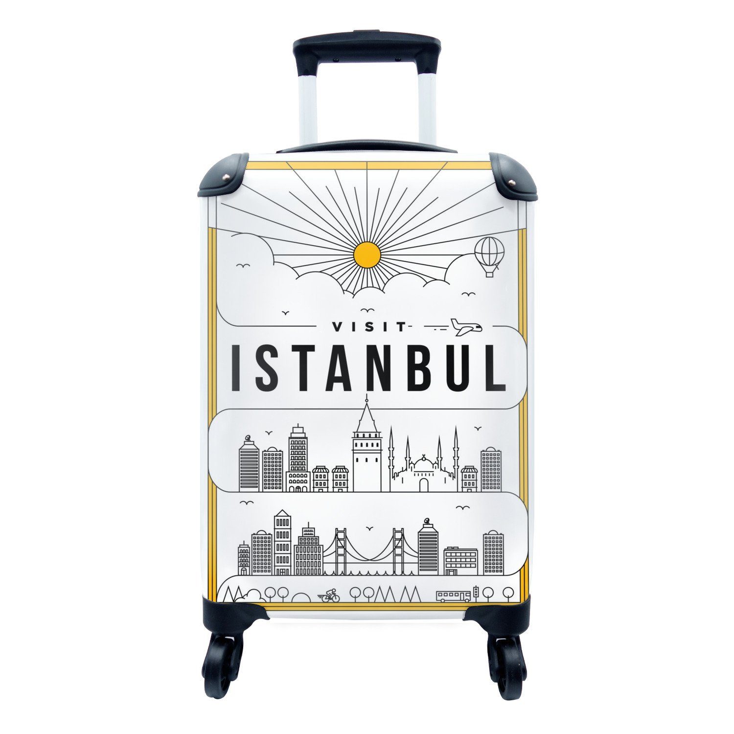 Istanbul Stadtbild weiß, Handgepäck Rollen, Trolley, MuchoWow Reisetasche für mit Handgepäckkoffer 4 Ferien, - rollen, Reisekoffer