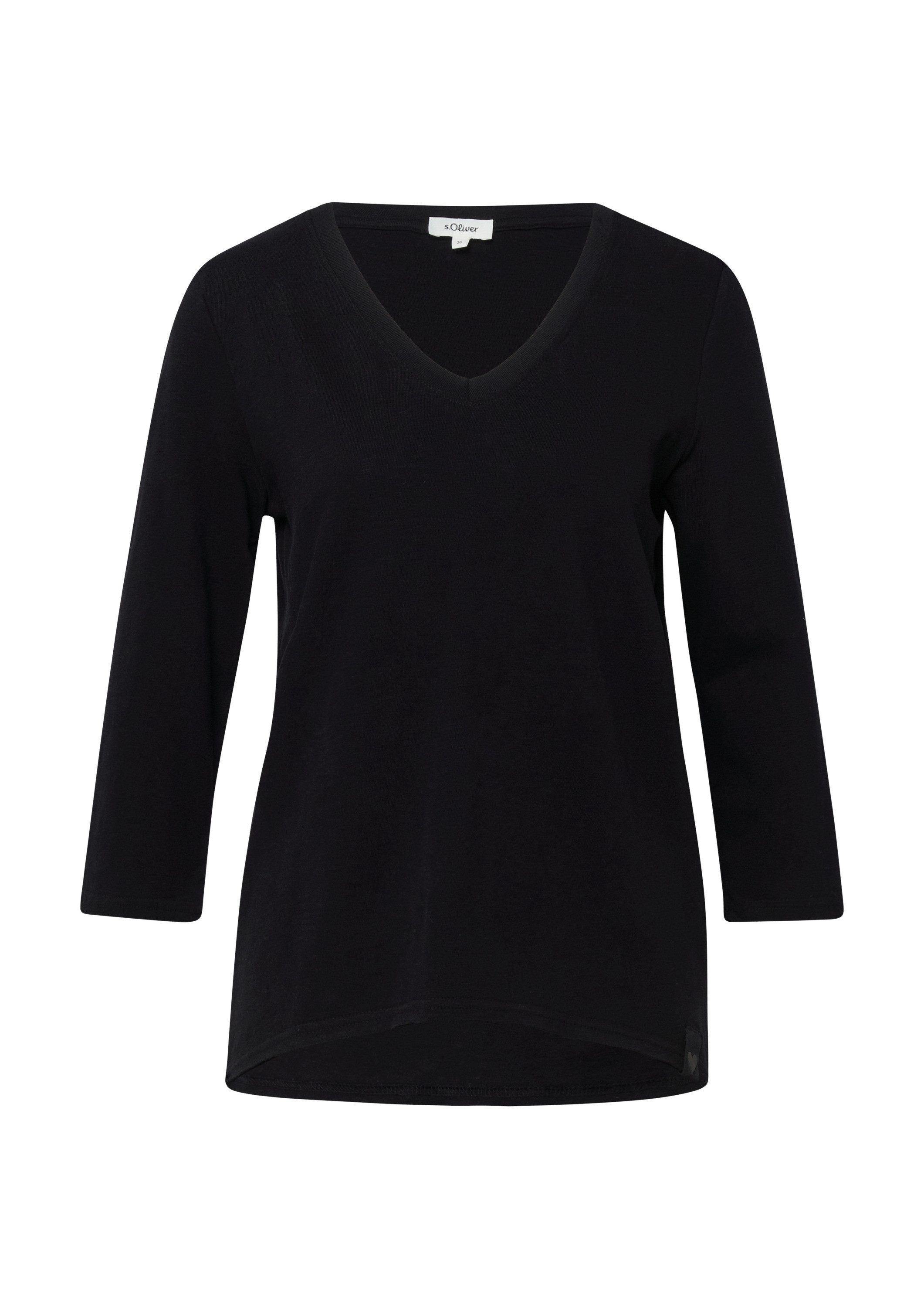 s.Oliver 3/4-Arm-Shirt T-Shirt Jersey-T-Shirt mit Flammgarnstruktur und ger günstig online kaufen