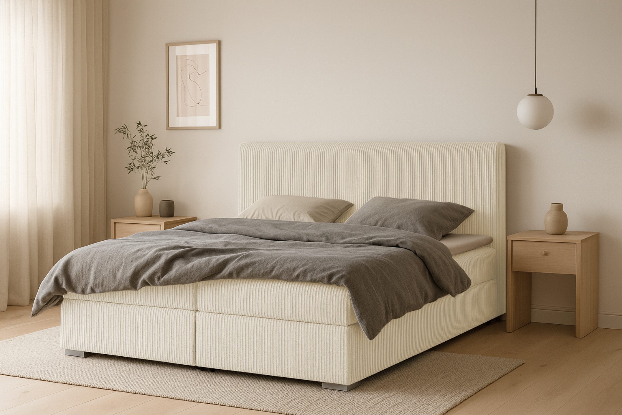 Deine Möbel 24 Boxspringbett LON IV Boxspring Komplettbett Polsterbett Bone günstig online kaufen