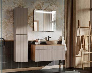 einfachgutemoebel Waschtisch-Set Badezimmer Waschplatz KARATA 100cm, zum Unterbau, kaschmir grey, (Badmöbel Set, 1-St., Waschtisch Unterschrank)
