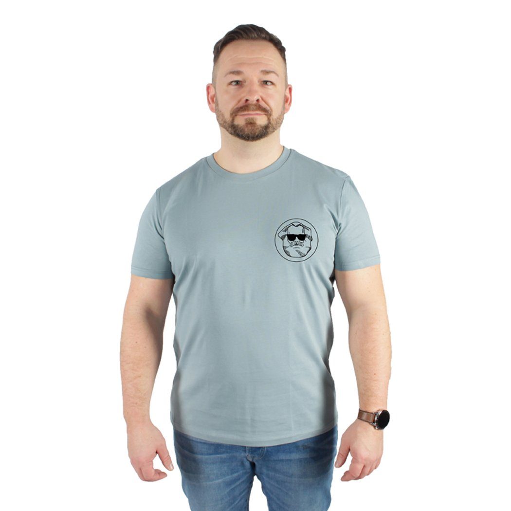 karlskopf Print-Shirt CLASSIC Herren T-Shirt Bedruckt in Deutschland, Hohe Waschbeständigkeit, Hohe Farbbrillianz Erdblau