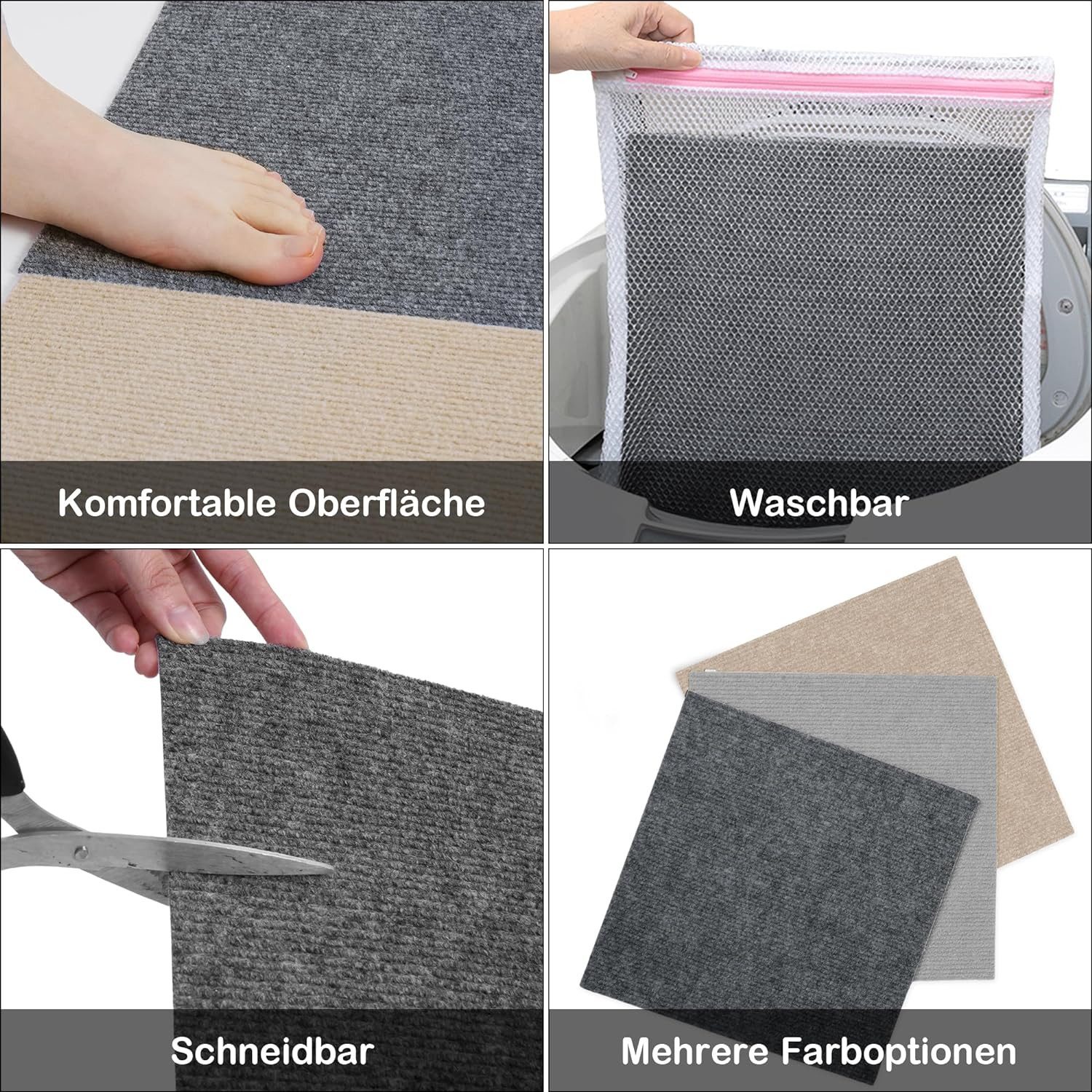 Coonoor Teppichfliese 12 Stück Teppichfliesen 30x30cm Bodenbelag Selbstklebend, Gewerbe Teppichboden, Strapazierfähiger Teppich Bodenbelag für Büro