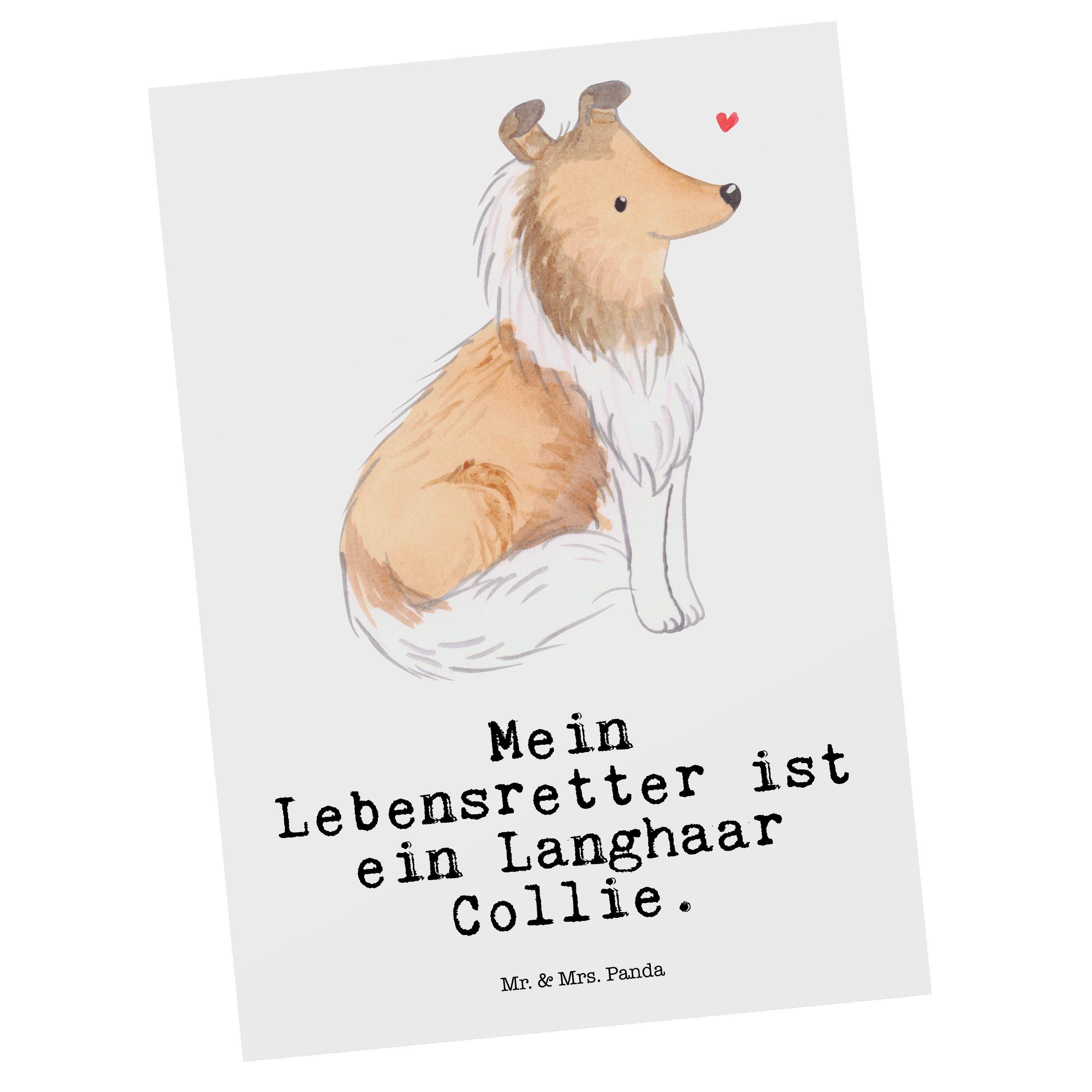 Mr. Lebensretter Mrs. Hunder Panda Weiß & - Geschenk, Postkarte Collie - Geschenkkarte, Langhaar