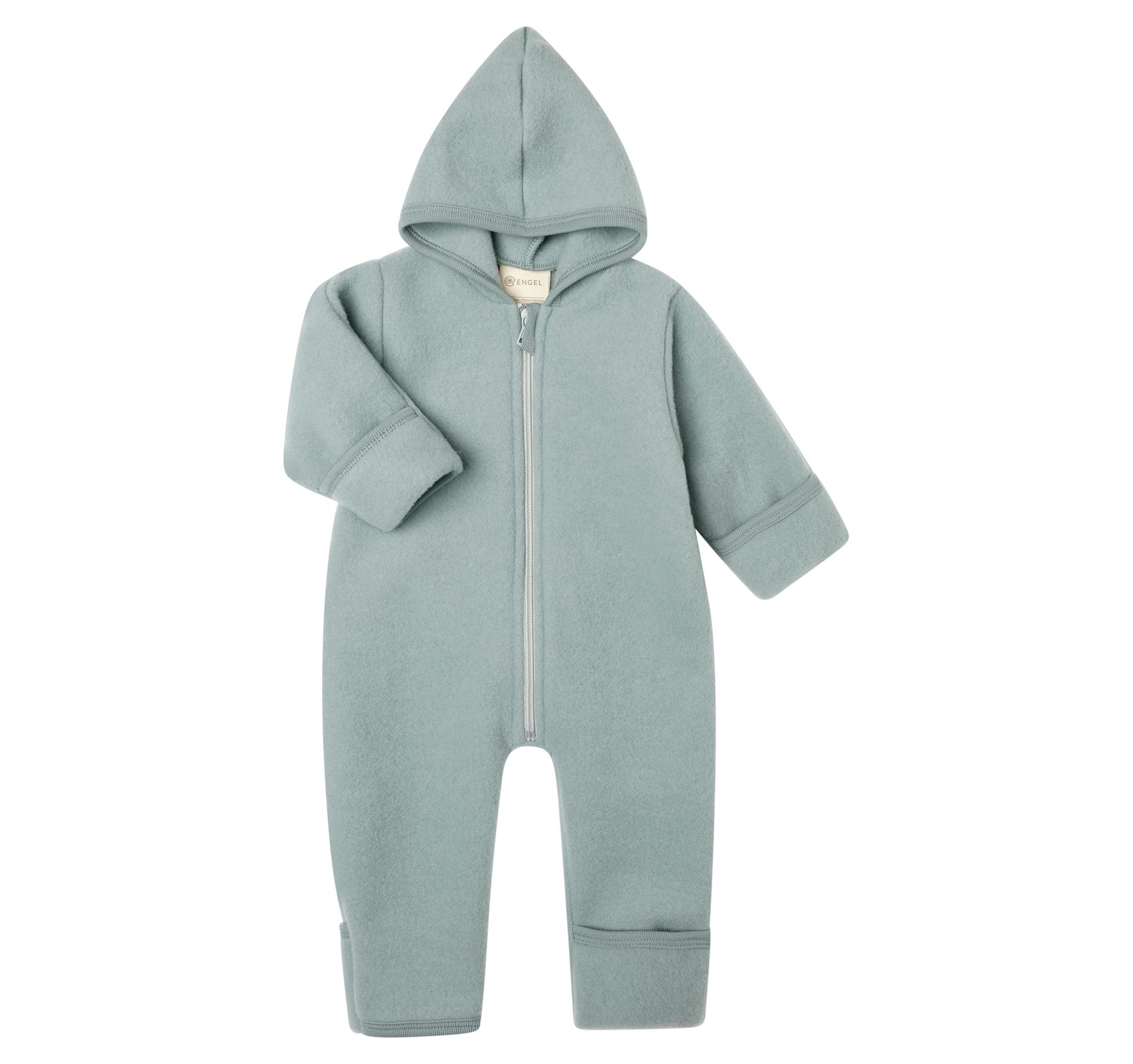 Kinderhaus Blaubaer Schlafoverall Baby-Kapuzenoverall mit Reißverschluss & Mulltuch Blaubaer
