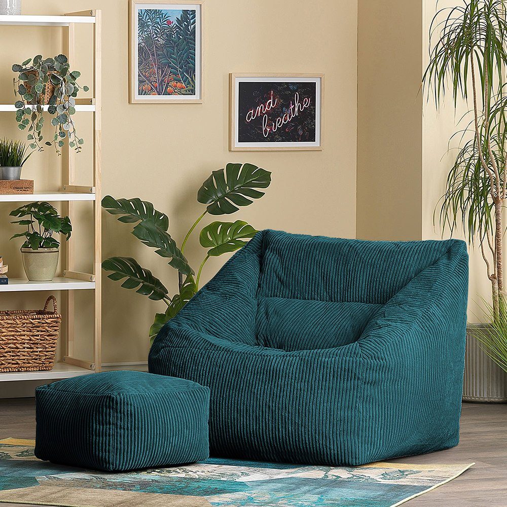 Riesen Sessel icon blaugrün Sitzpouf Cord Sitzsack Sitzsack „Morgan“ mit aus