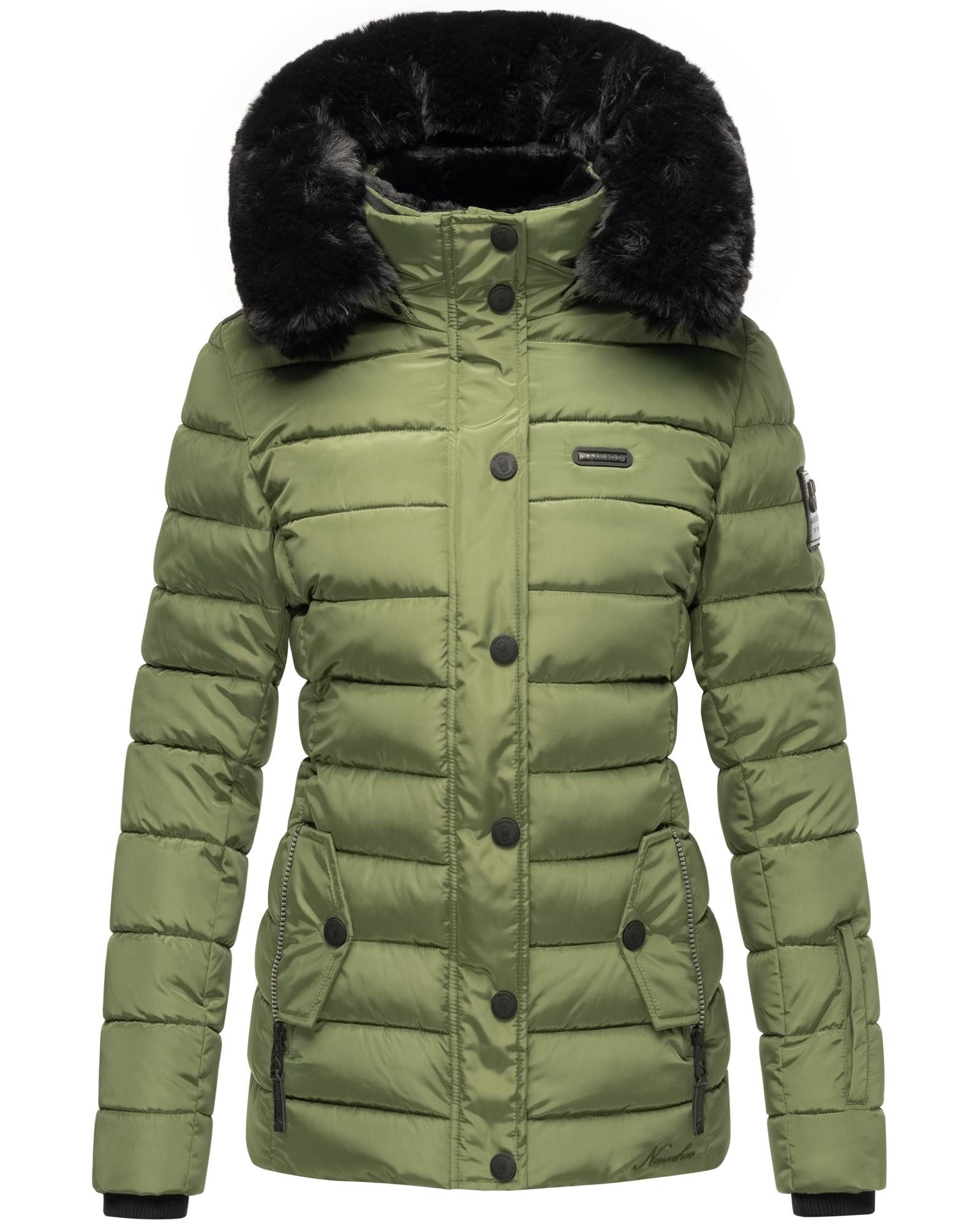 Navahoo Steppjacke Milianaa Edle Winterjacke mit weicher Kunstfell-Kapuze