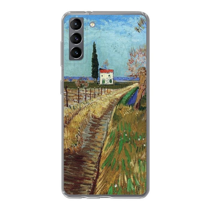 MuchoWow Handyhülle Weg durch ein Weidenfeld - Vincent van Gogh Phone Case Handyhülle Samsung Galaxy S21 Plus Silikon Schutzhülle