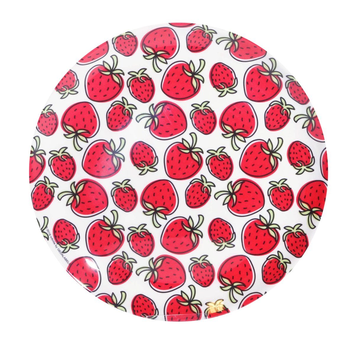 Geda Labels GmbH Frühstücksteller Erdbeeren, (1 St), Rot, 24,5cm, spülmaschinengeeignet
