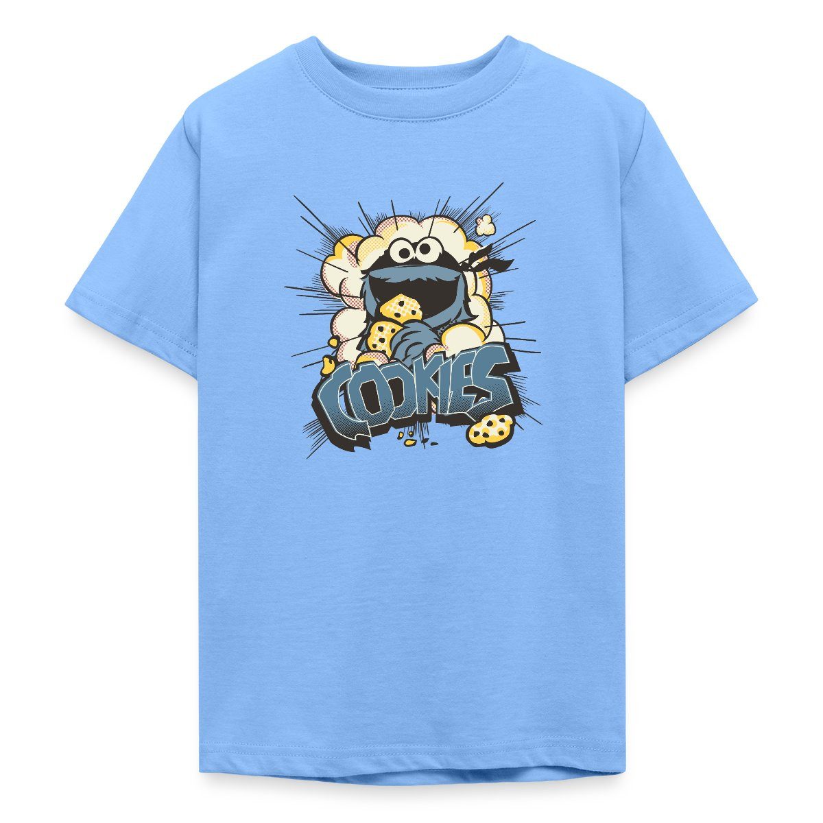 T-Shirt Sesamstraße Design Mit Krümelmonster Und Cookies Teenager T-Shirt