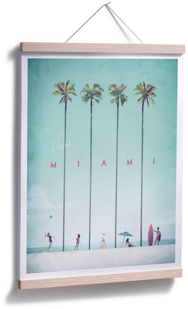 Wandbild, (1 Miami Wandposter Palmen Poster, Poster Strand Wall-Art St), Strand, Urlaub Bild,